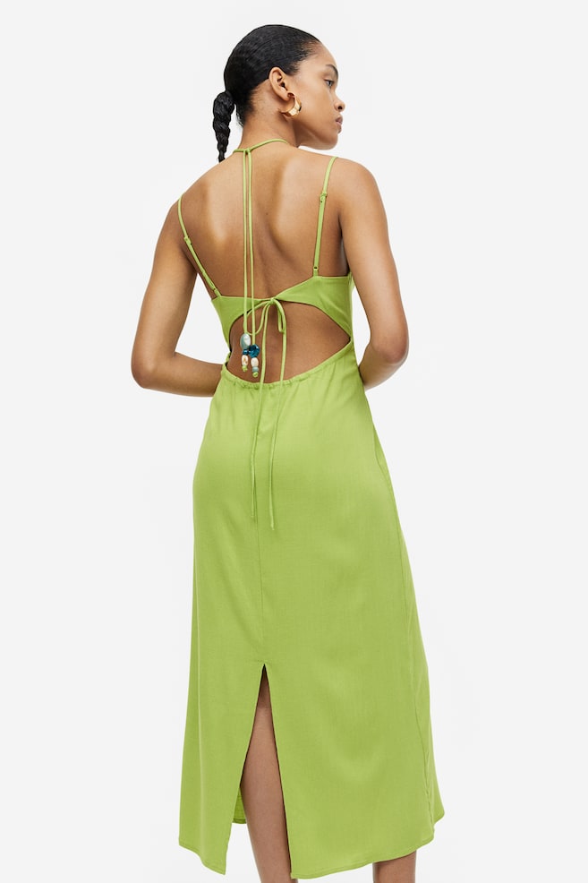 Bead-detail slip dress - Olive green - 4