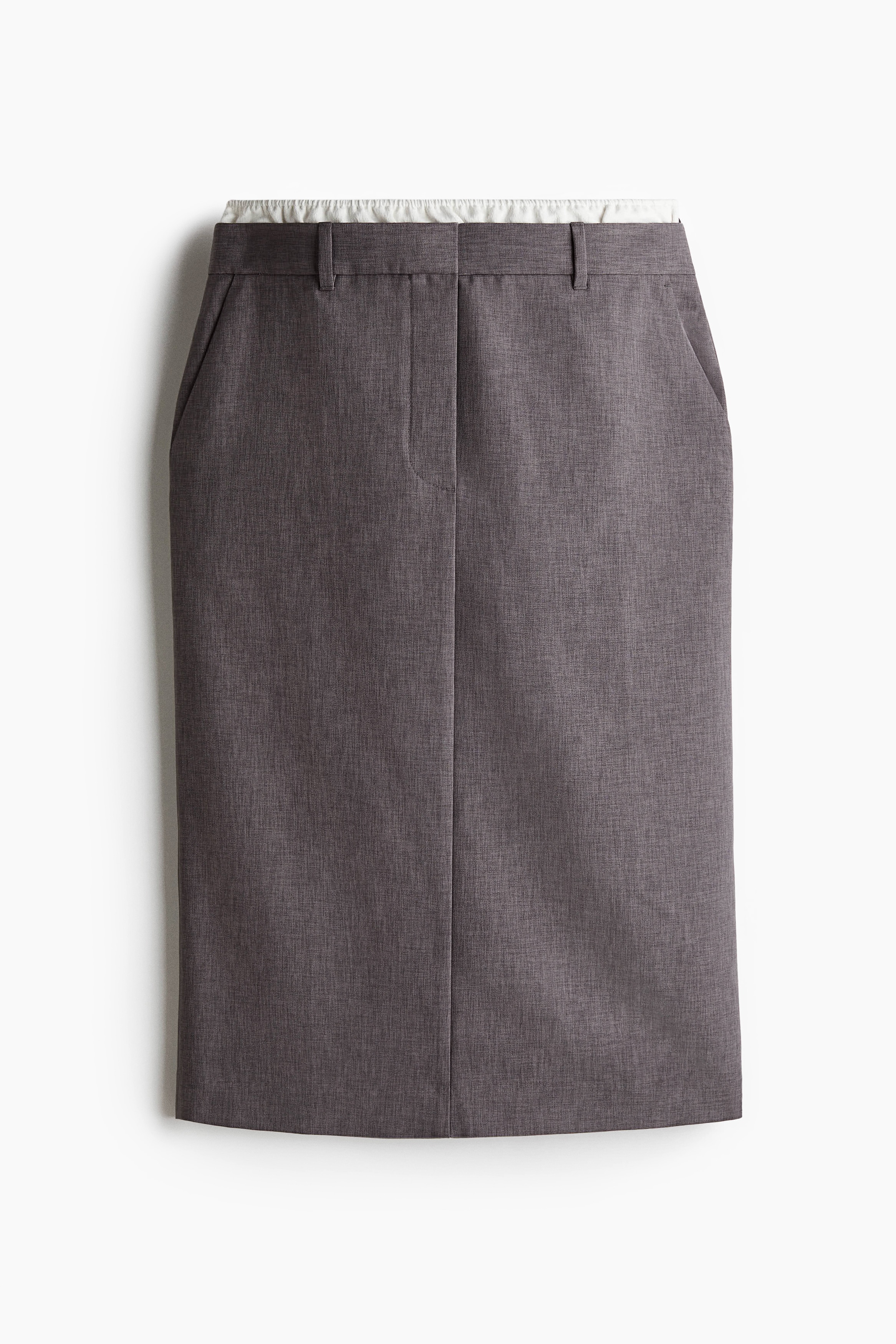Double Waistband Pencil Skirt - Grey
