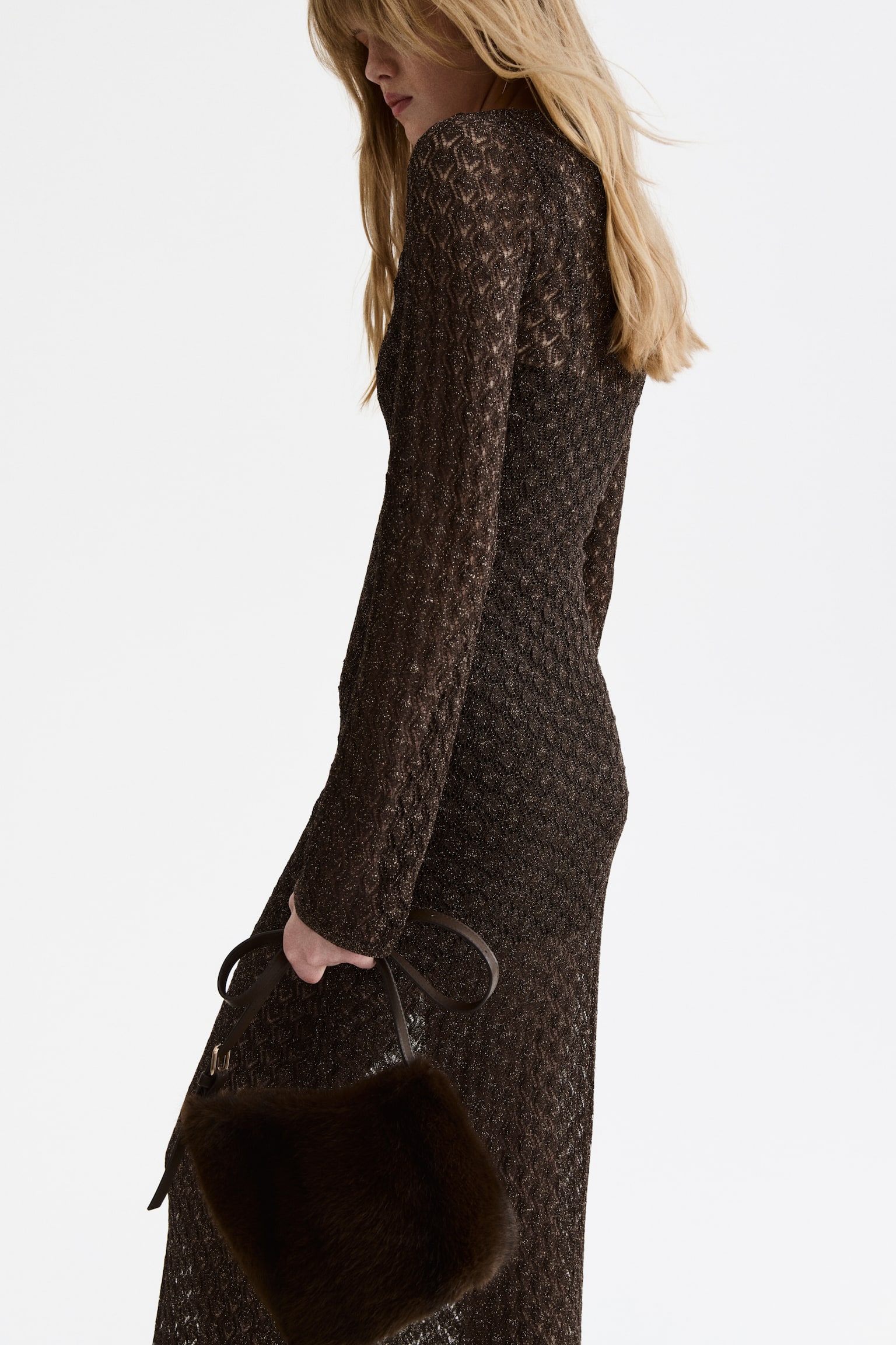 Pointelle-knit maxi dress - Dark brown - 7