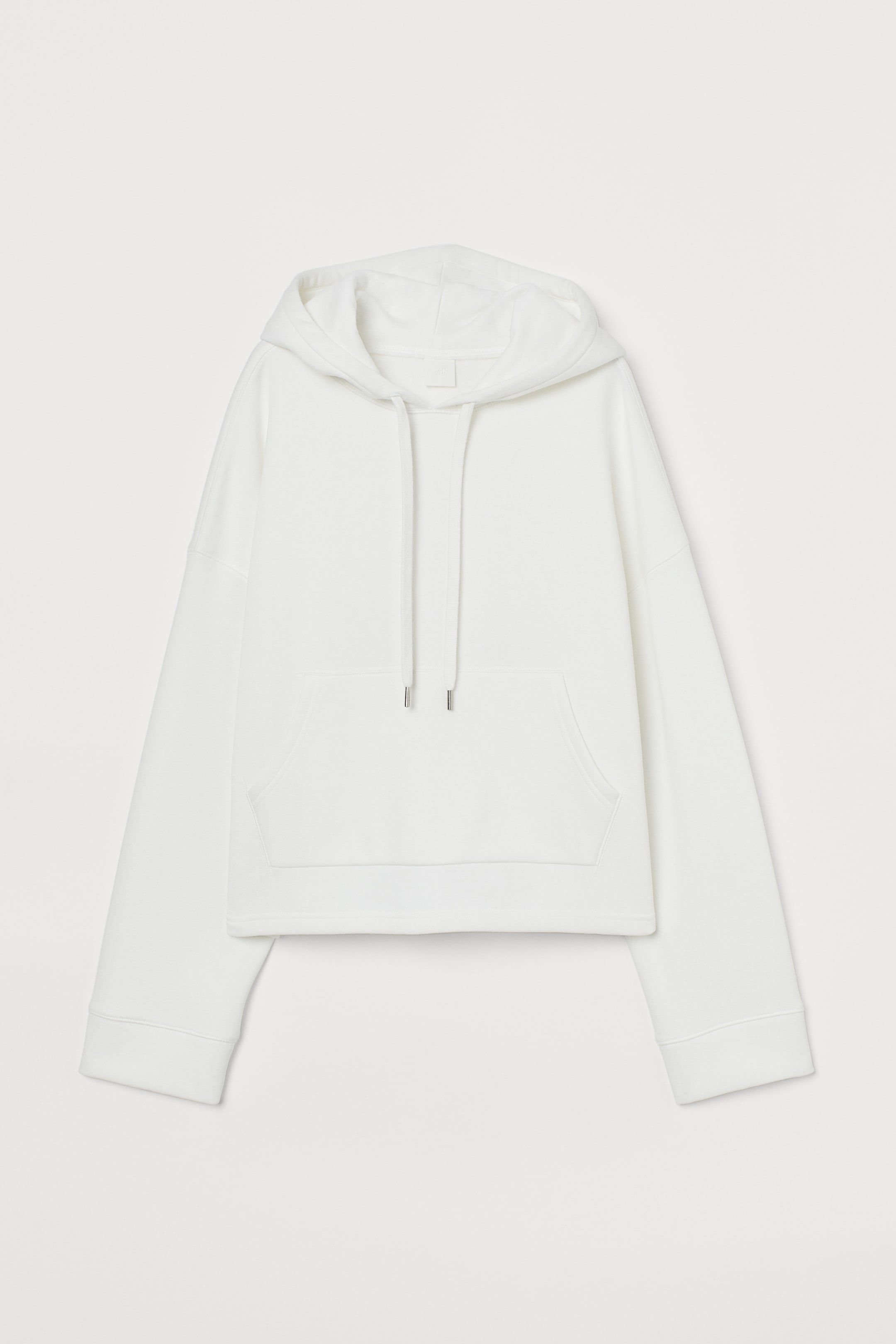 Boxy hooded top - Long sleeve - Short - White - Ladies | H&M GB