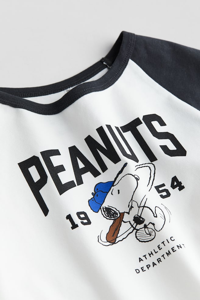 T-shirt imprimé avec manches raglan - Blanc/Snoopy - 2