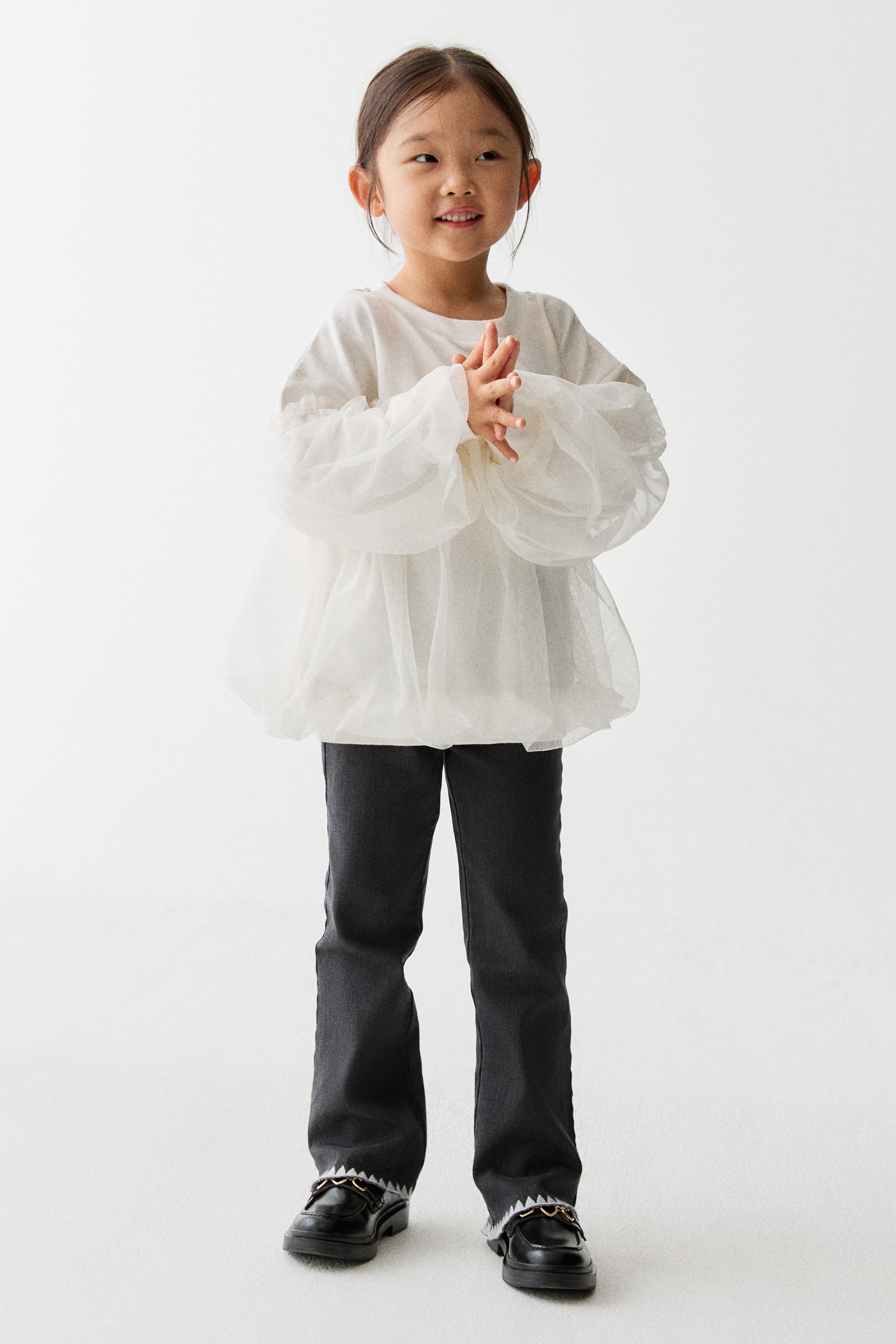 拡大画像を表示: チュールレイヤー スウェットトップス - ホワイト - Kids | H&M JP 2