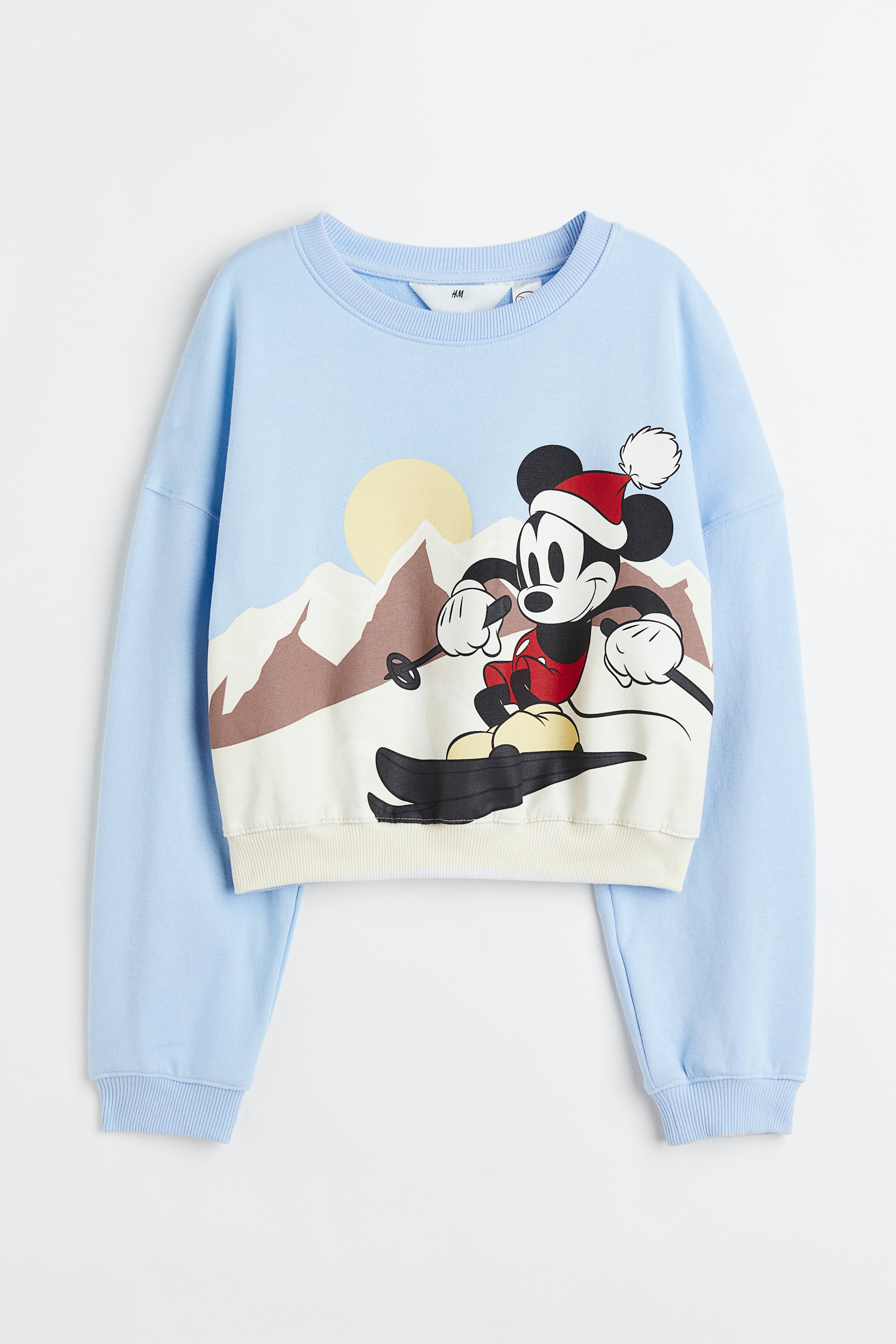 Mickey and Mini Mouse Print Block Colour on sale Up-cycled Unisex Crew Neck Sweater