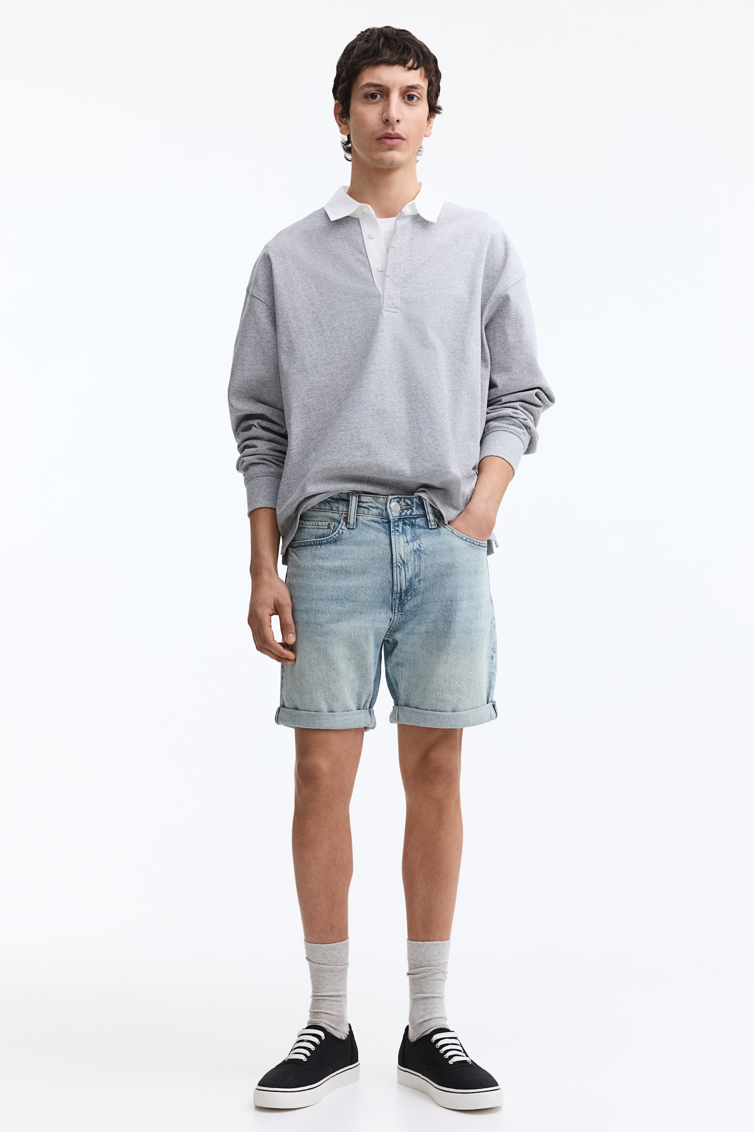 Slim Denim shorts - Light denim blue/Denim blue - 3