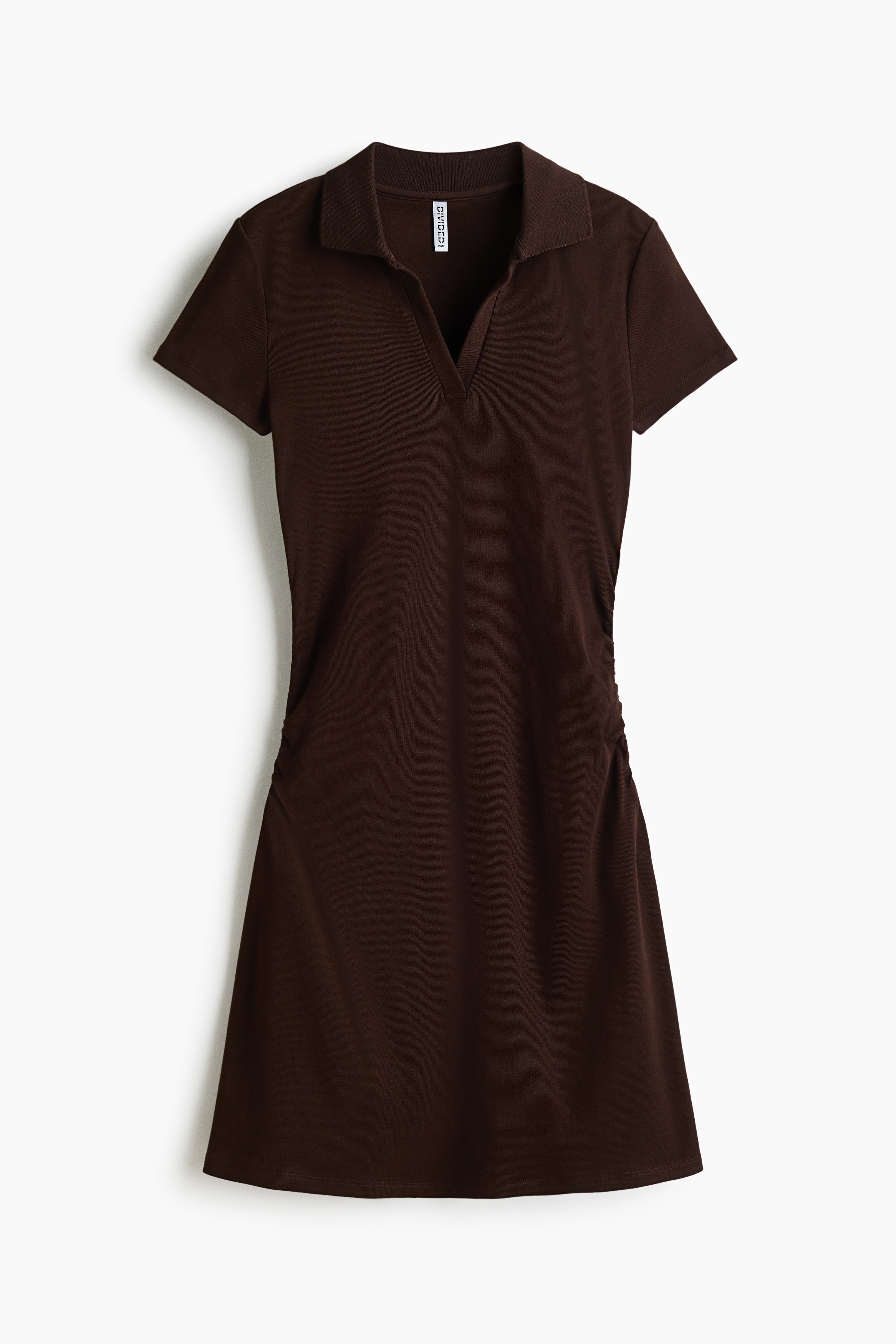 Fine-Knit Dress with Collar - Dark brown/Blue/White/striped