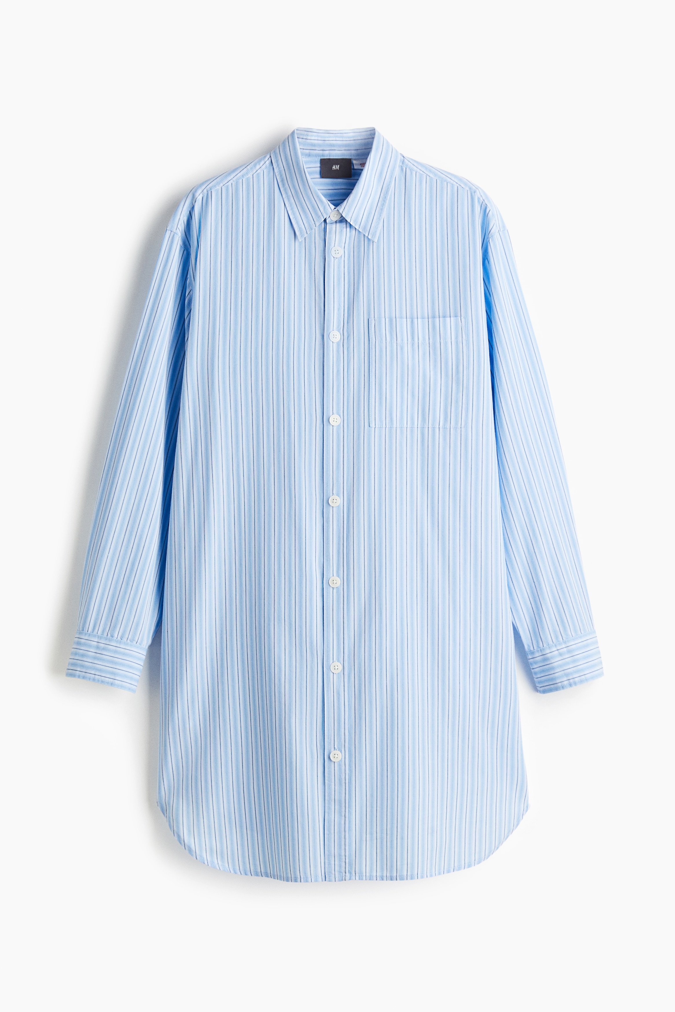 Long cotton shirt - Light blue