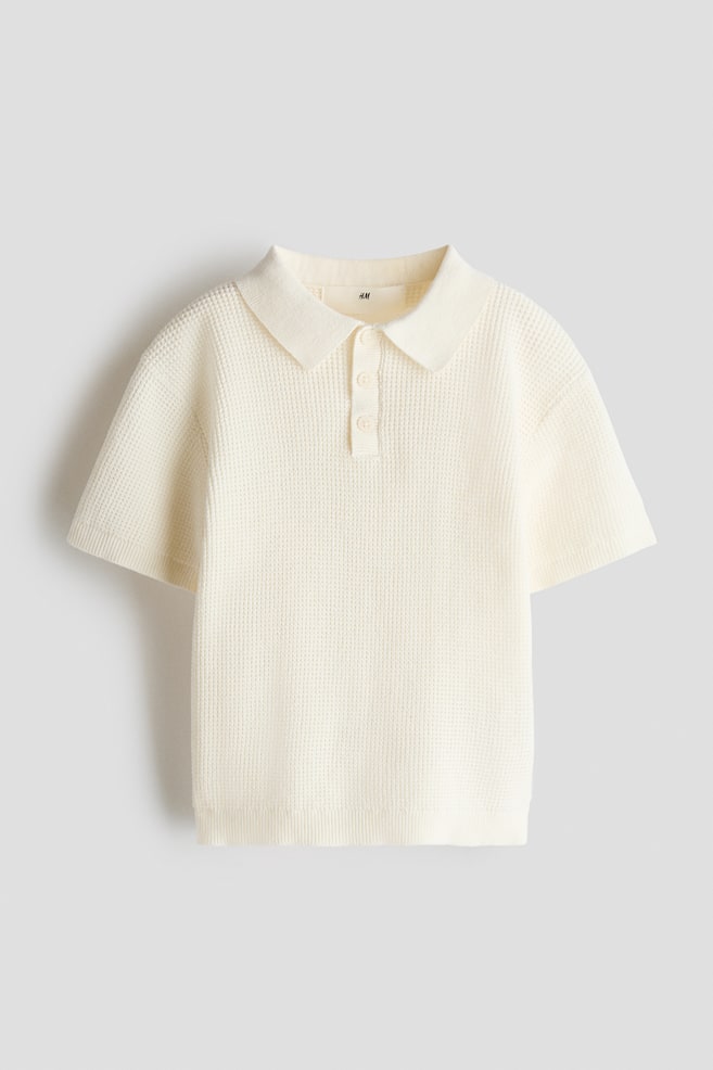 Poloshirt aus Baumwollstrick - Cremefarben/Helles Khakigrün - 1