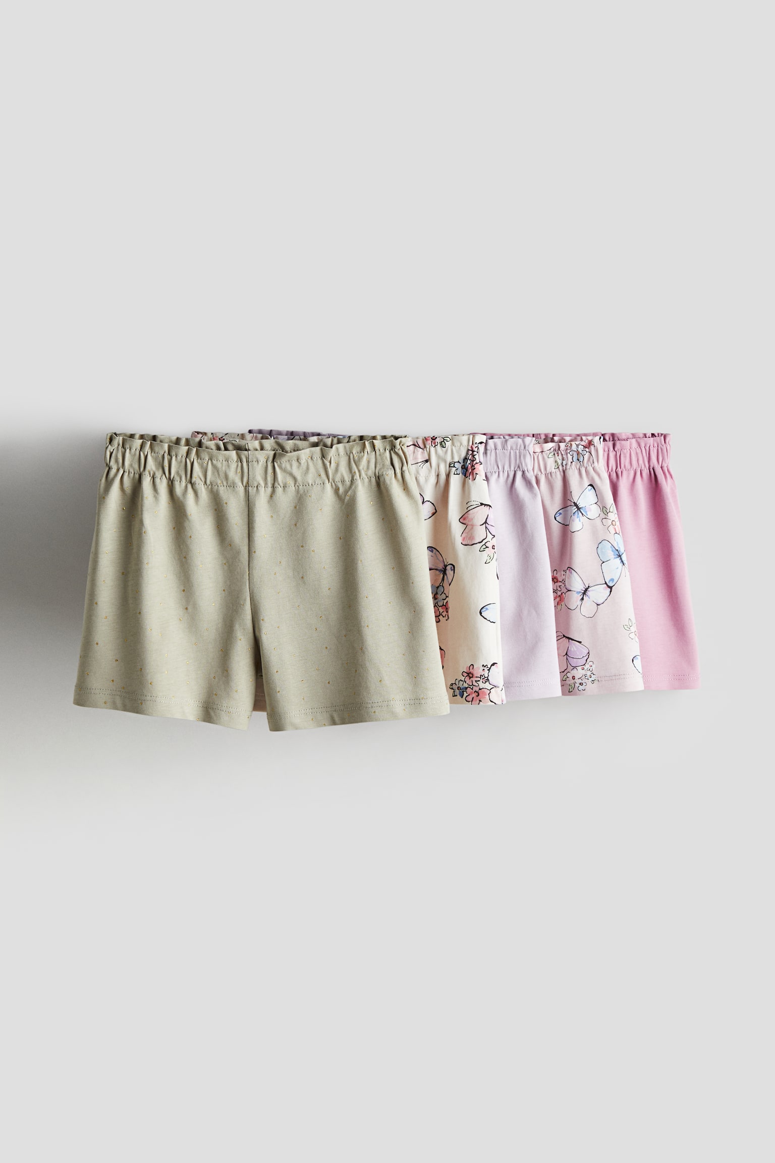 5-pack pull-on shorts - Light pink/Butterflies/Dusty light pink/Striped/Black/Spotted - 1