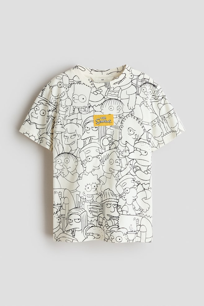 Printed cotton T-shirt - Cream/The Simpsons/Dark dusty blue/Fortnite/Dark blue/Spider-Man - 1