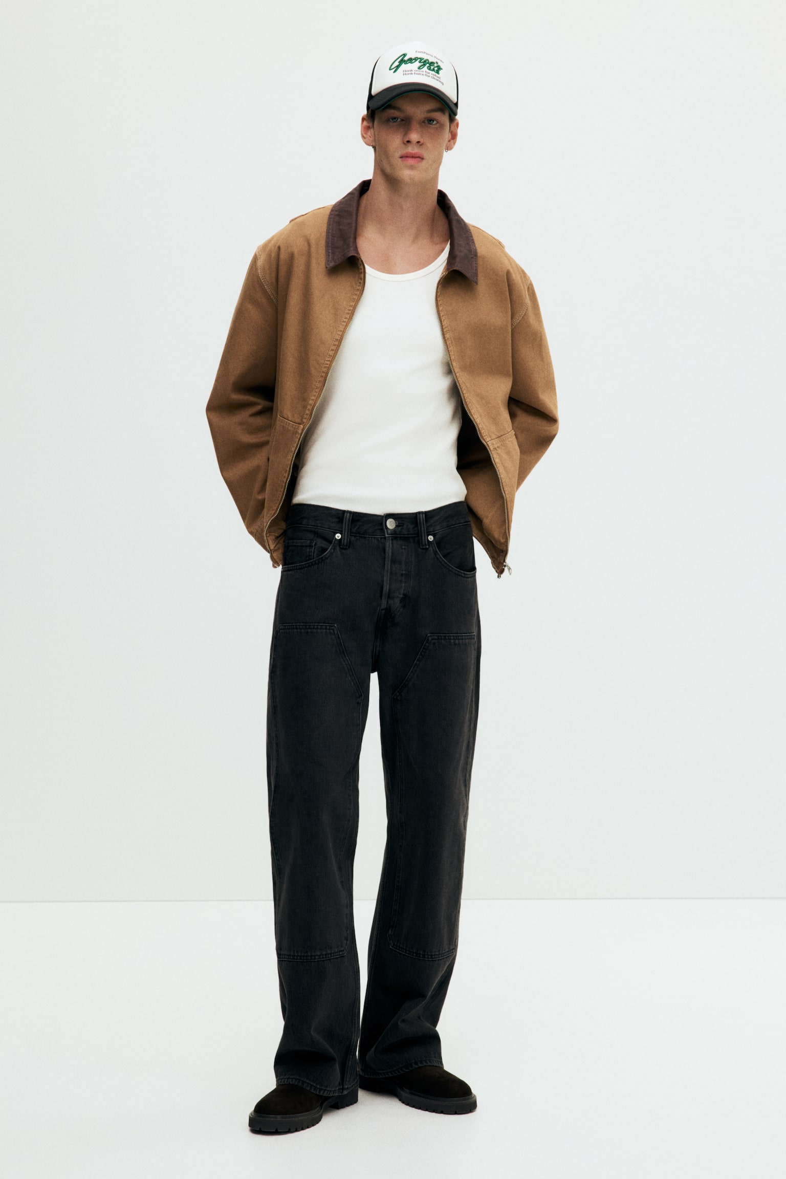 貼身羅紋背心上衣 - 白色/深米色/洗舊 - 3