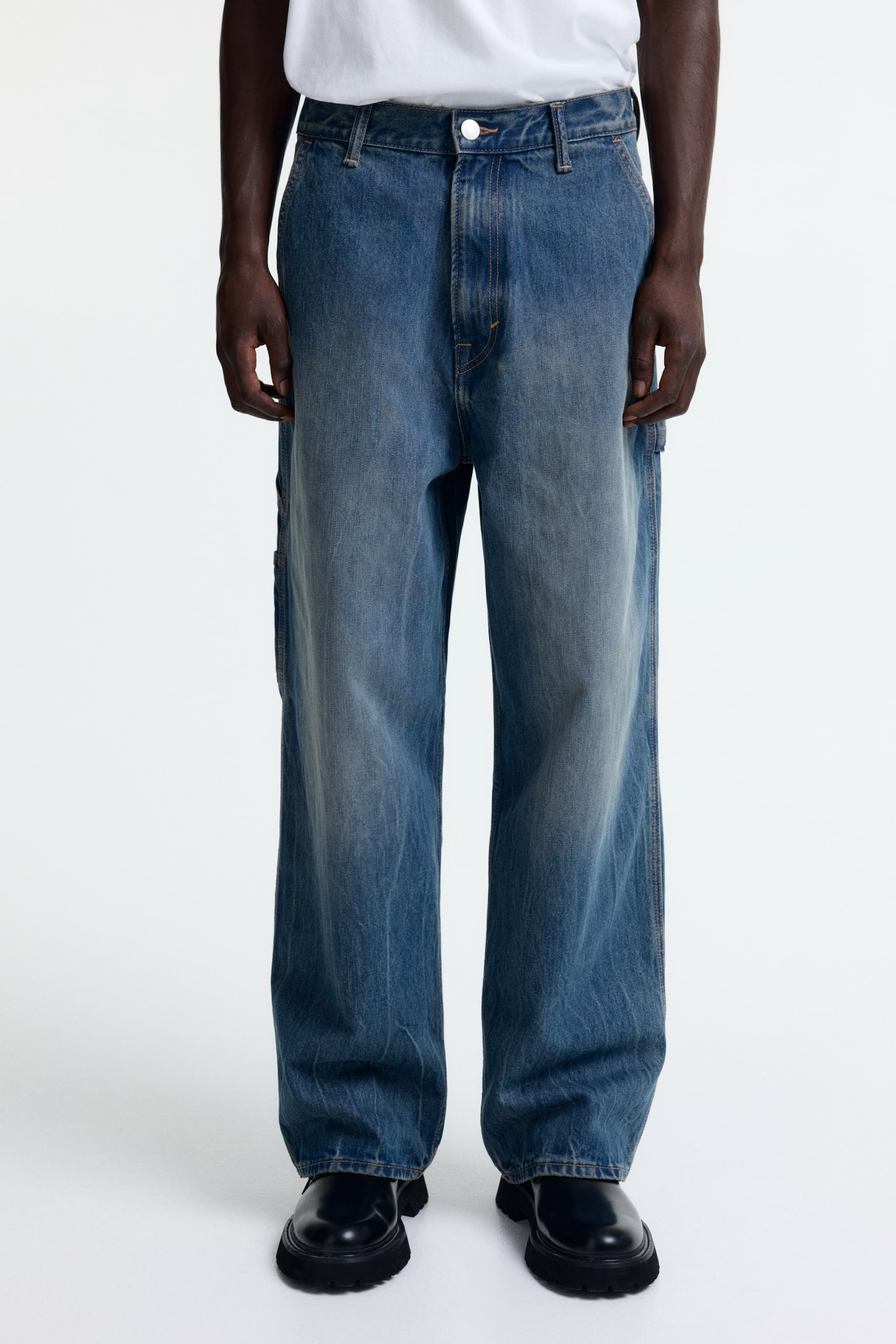 寬版木匠牛仔褲 - 丹寧藍/深丹寧灰/深丹寧藍 - 7