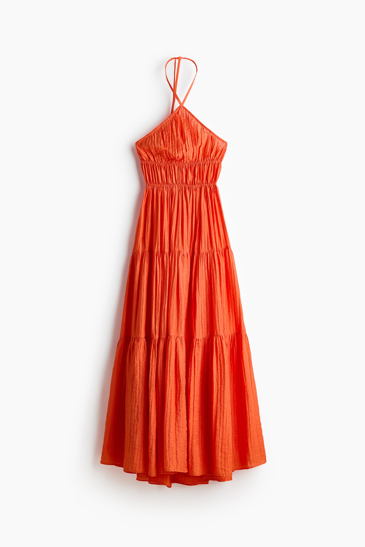 Tiered halterneck dress - Bright orange - 1