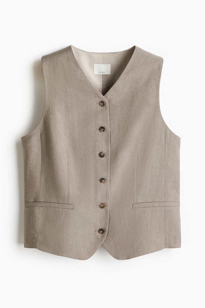 Linen-blend suit waistcoat - Greige - 1
