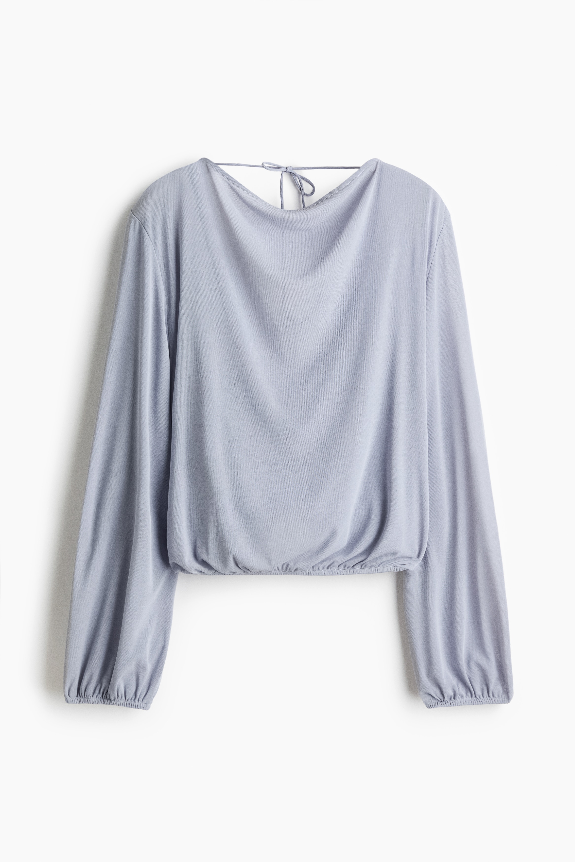 Shirt mit Wasserfallausschnitt im Rücken - Helles Stahlblau