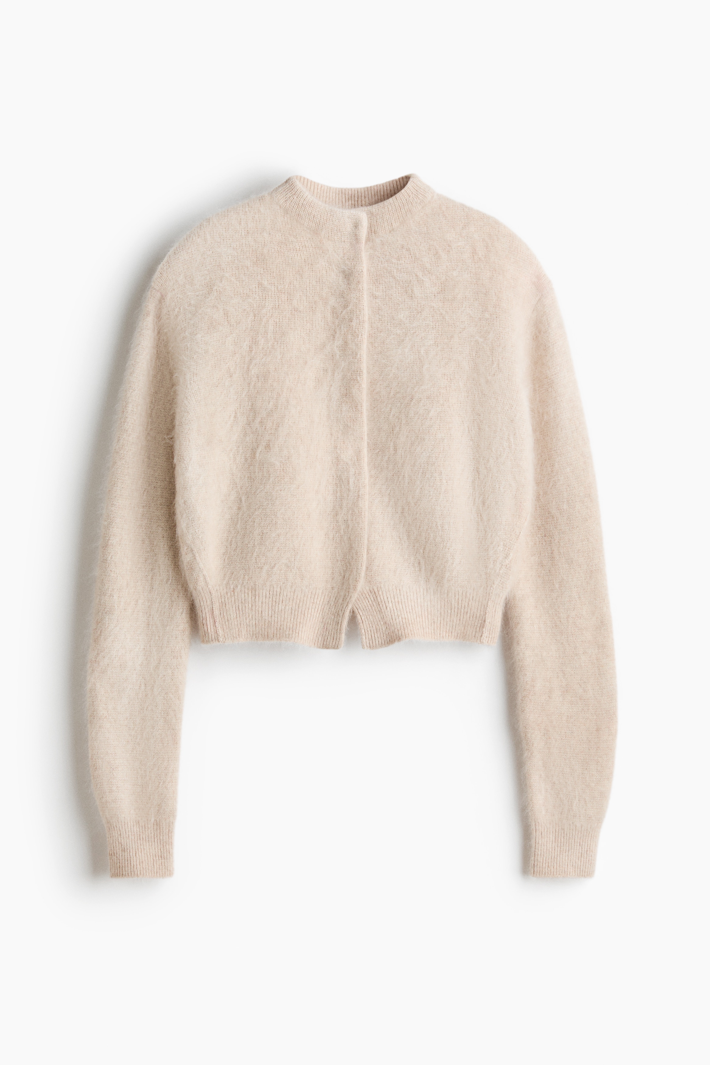 Brushed Cashmere Cardigan - Light beige/Black