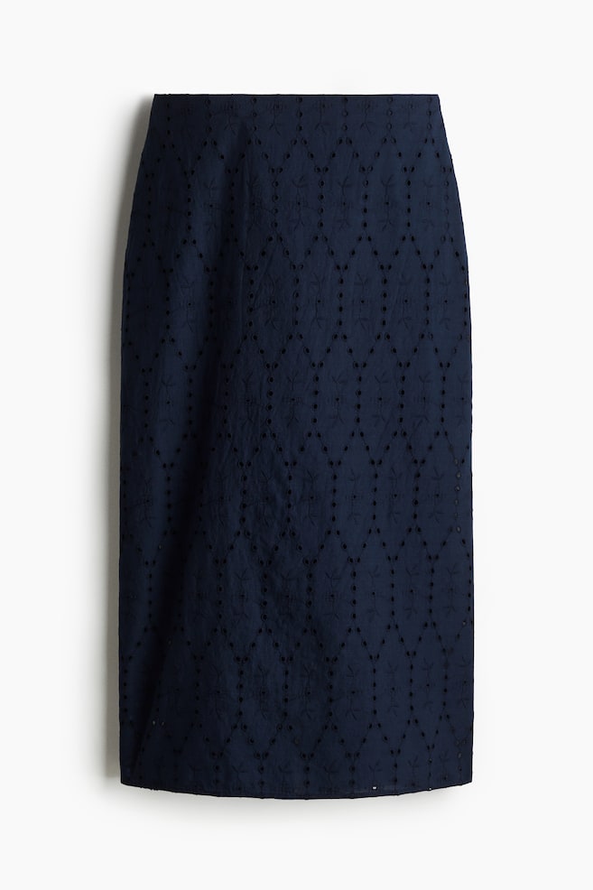 Broderie anglaise pencil skirt - Navy blue - 1