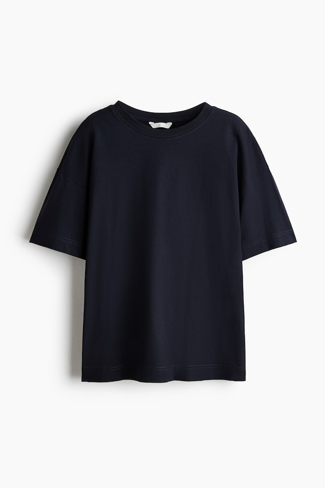 Oversized T-shirt - Navy blue/Black/Burgundy/Dark gray/Burgundy/white striped/Gray melange/White - 1