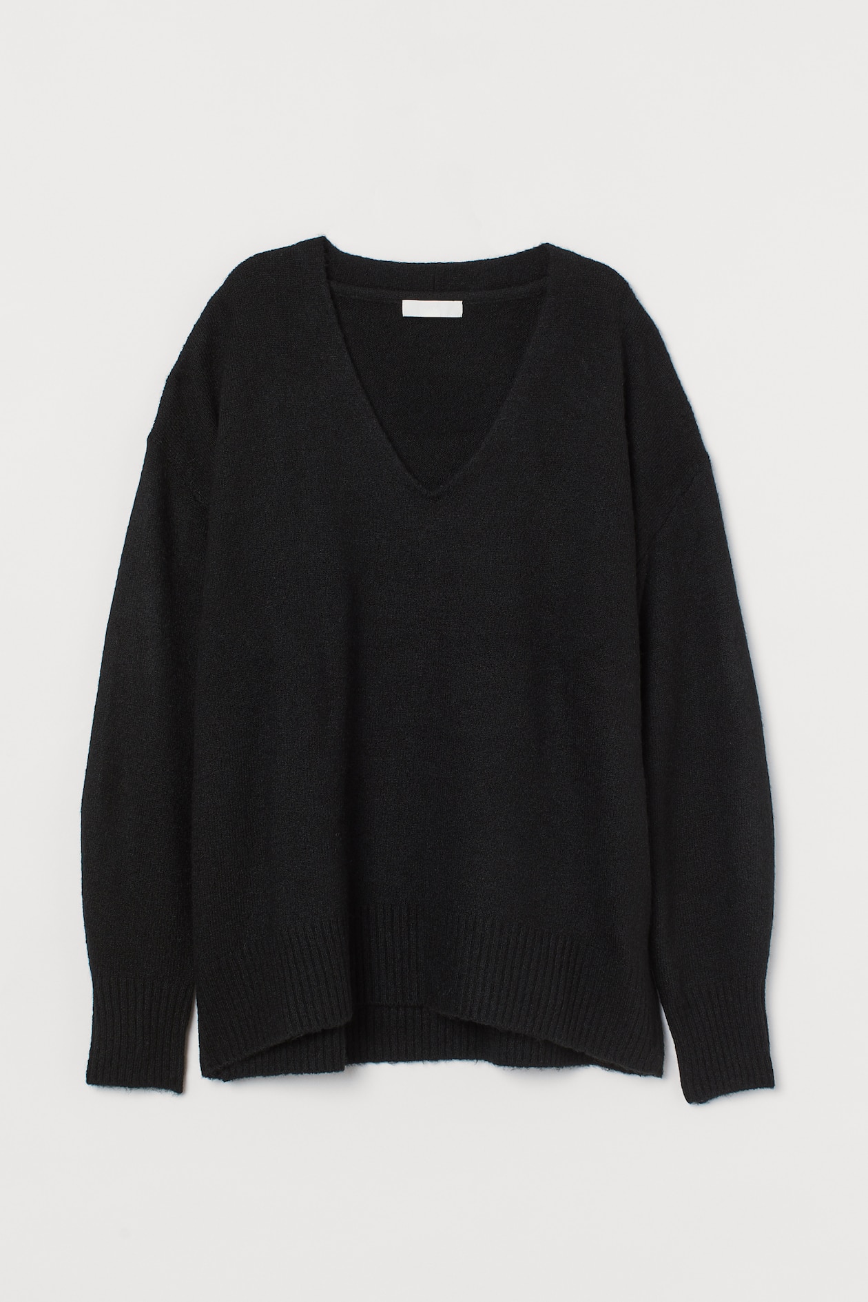 Knit Sweater - V-neck - Long sleeve - Black - Ladies | H&M US