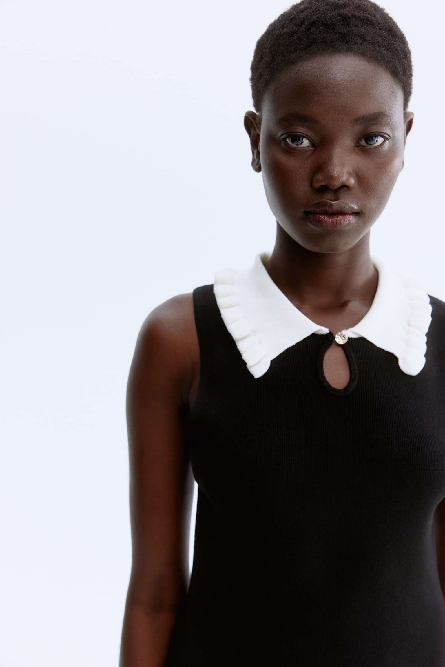 Collared dress - Black/White - 3