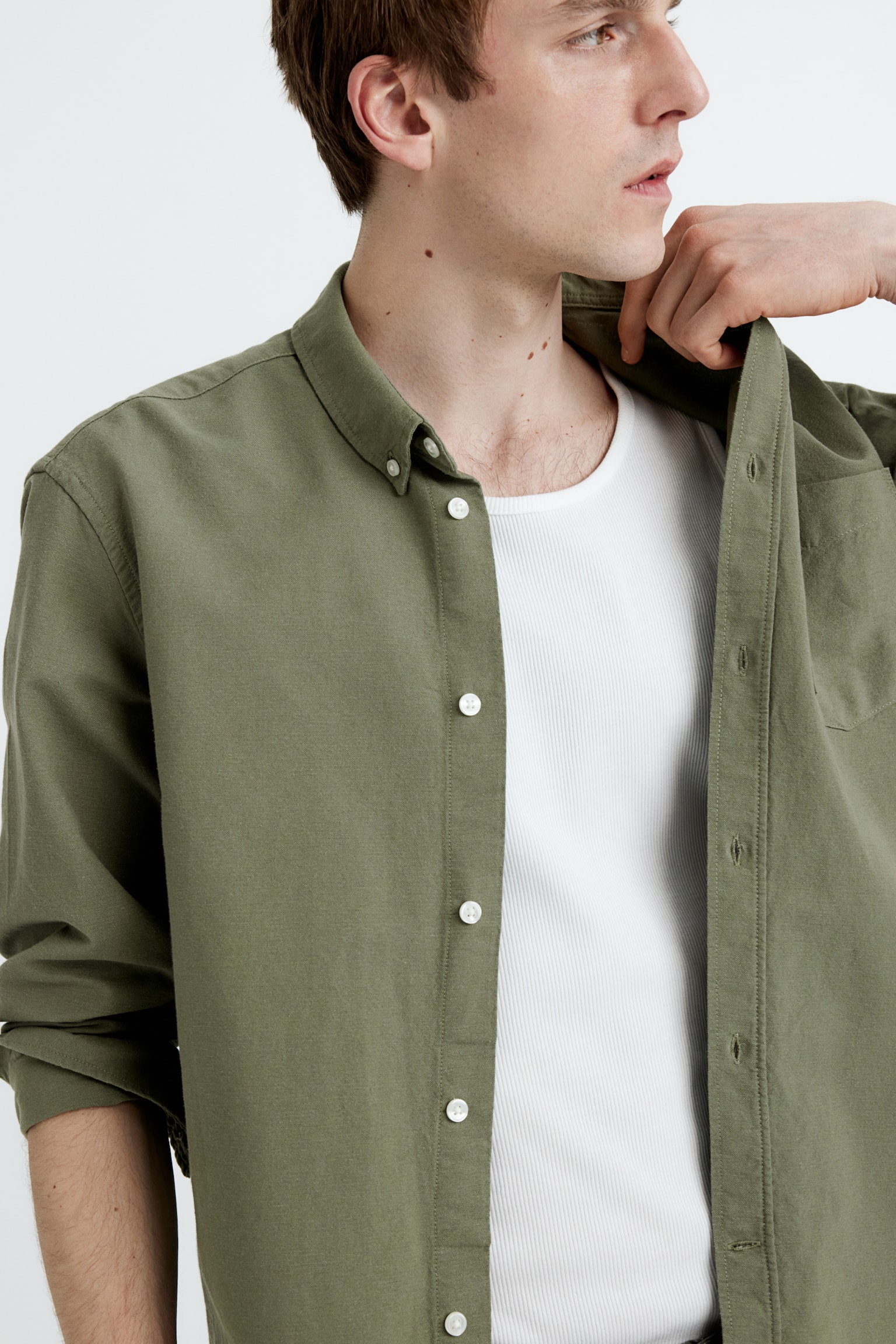 Regular Fit Oxford shirt - Khaki green/Black/Navy blue/Light blue/White/Beige/Dark khaki green/Forest green/Anthracite grey - 6