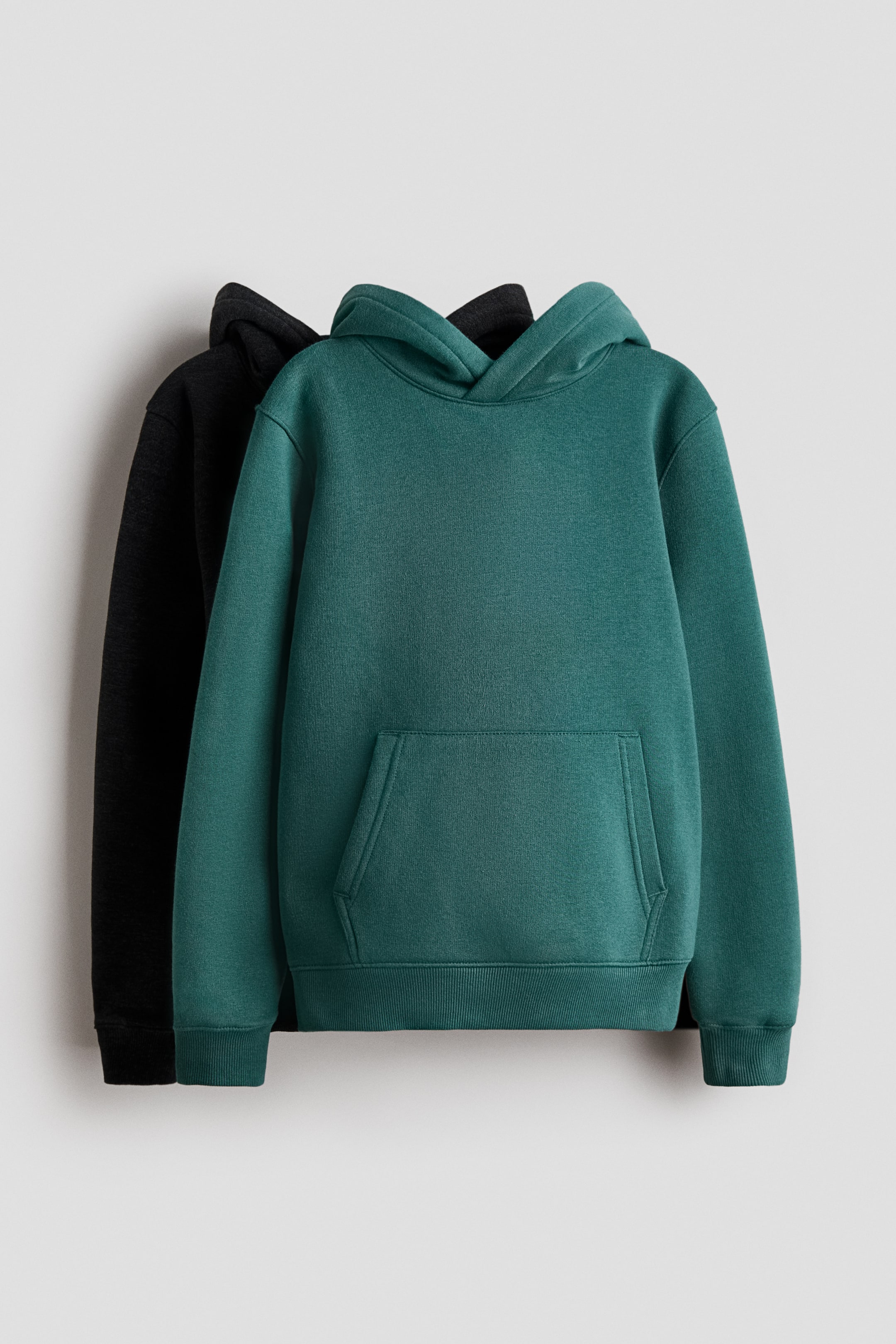 Näytä suurempi kuva: 2 kpl huppareita - Dark grey/Dark green - Kids | H&M FI 1