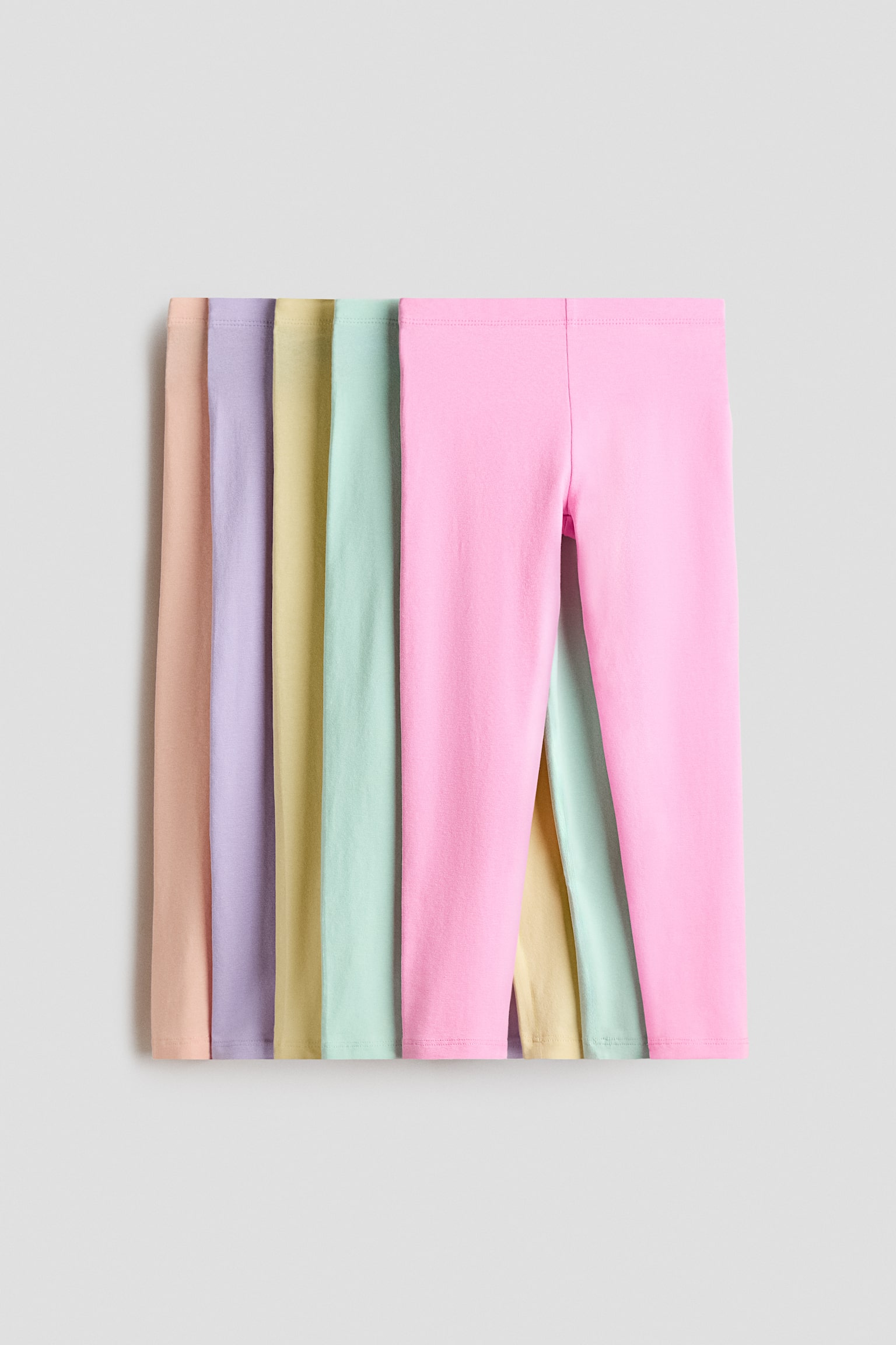 Dżersejowe legginsy 5-pak - Różowy/Żółty/Jasnofioletowy/Niebieski/Czarny/Serca/Szary/Różowy/Zakurzony róż/Ciemnoczerwony/Czarny/Jasnofioletowy/Miętowozielony/Ciemnoszary/Jasnoróżowy/Różowy/Jasnofioletowy