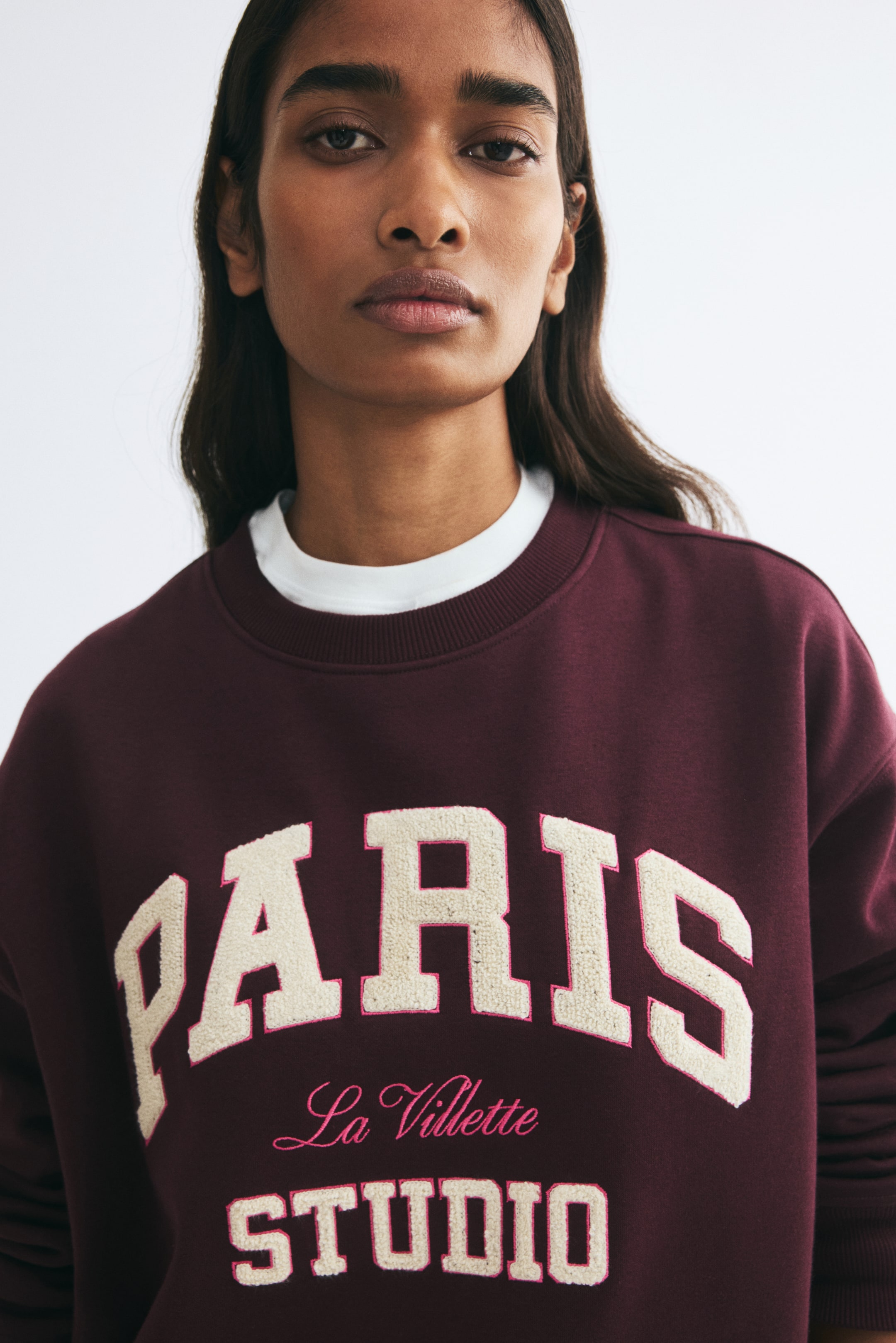 View larger image: Motif-detail sweatshirt - Dark plum purple/Paris - Ladies | H&M IN 1