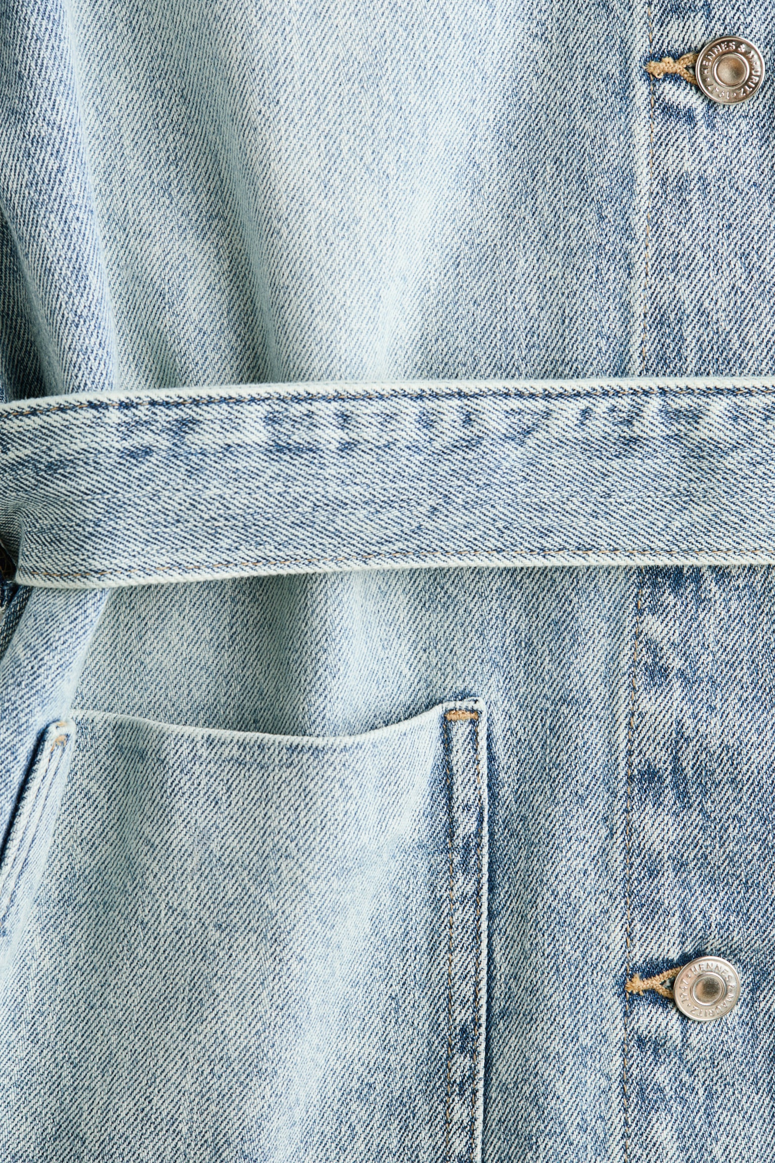 Tie-belt denim jacket - Light denim blue/Denim blue - 4