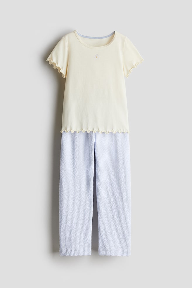 Pyjama aus Jersey - Hellgelb/Hellblau - 1