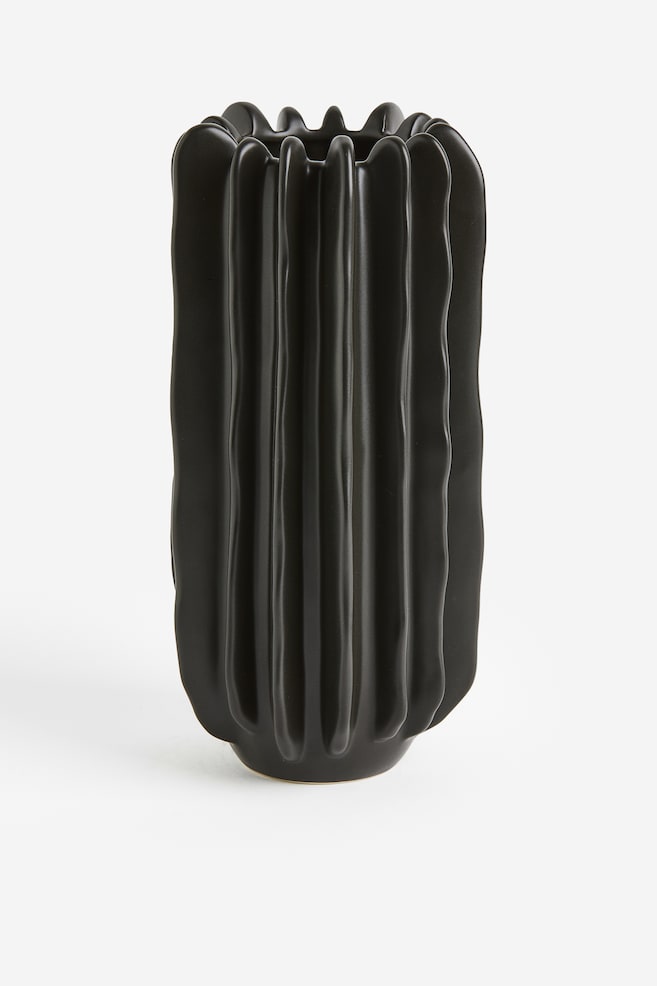 Hohe Vase aus Steingut - Schwarz/Weiß - 1