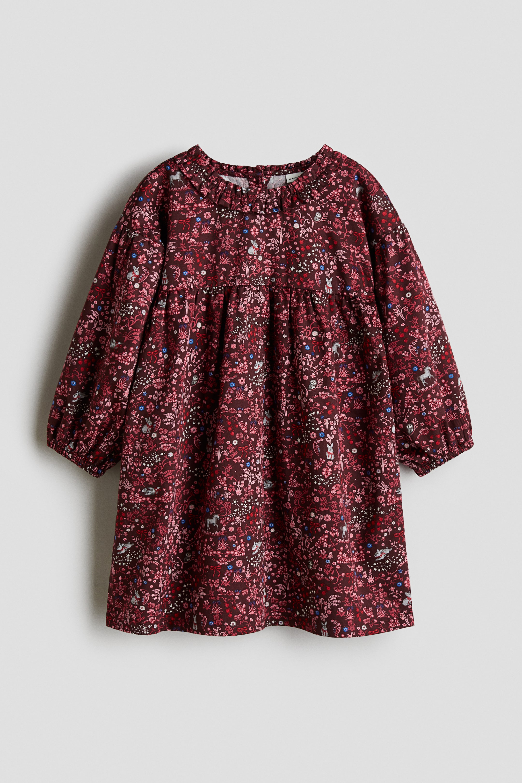 Zobacz większy obraz: Cotton muslin dress - Ciemnoczerwony/Kwiaty - Dziecko | H&M PL 5