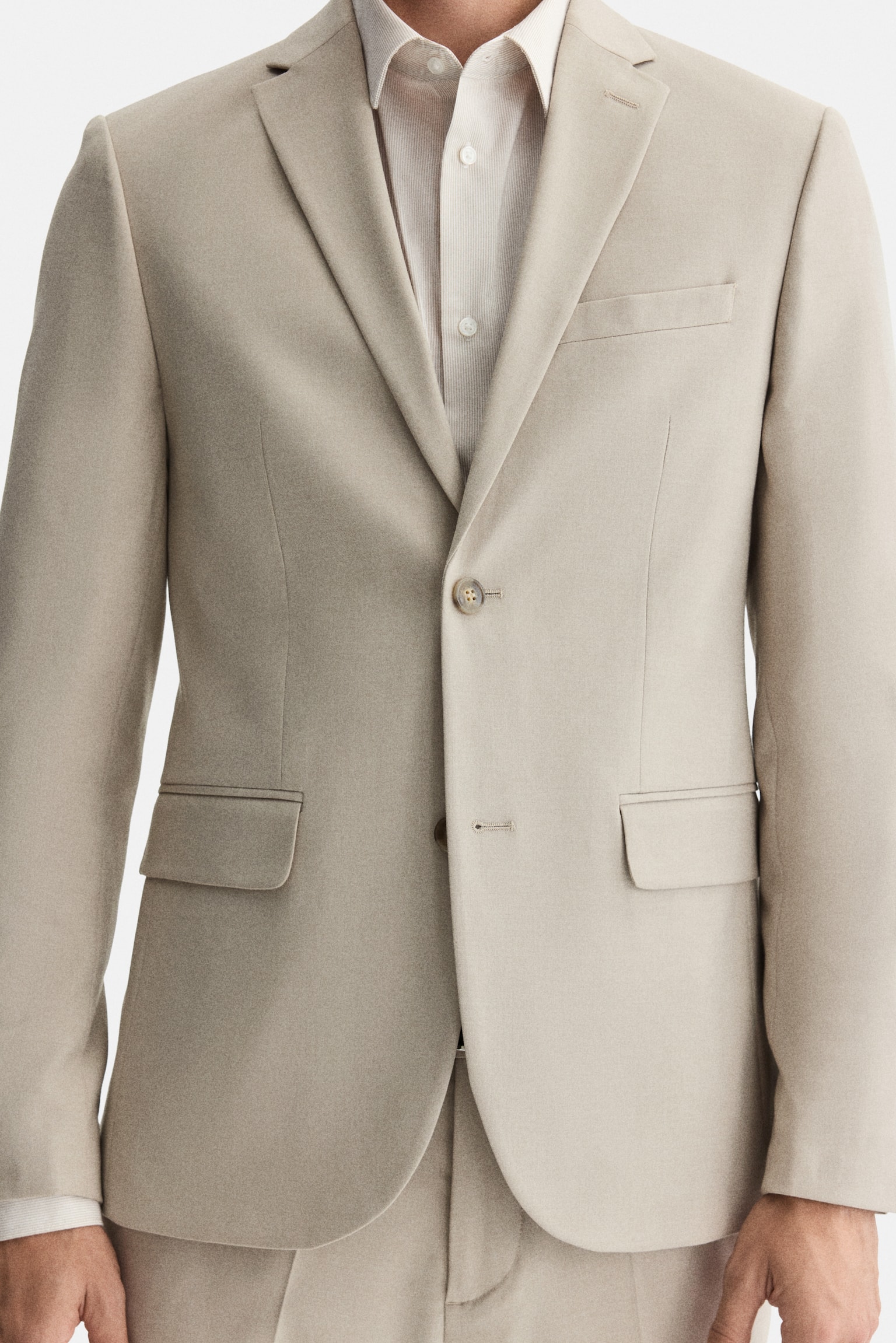 Мужская куртка H&M Slim-Fit, цвет: Бежевый — фото 4