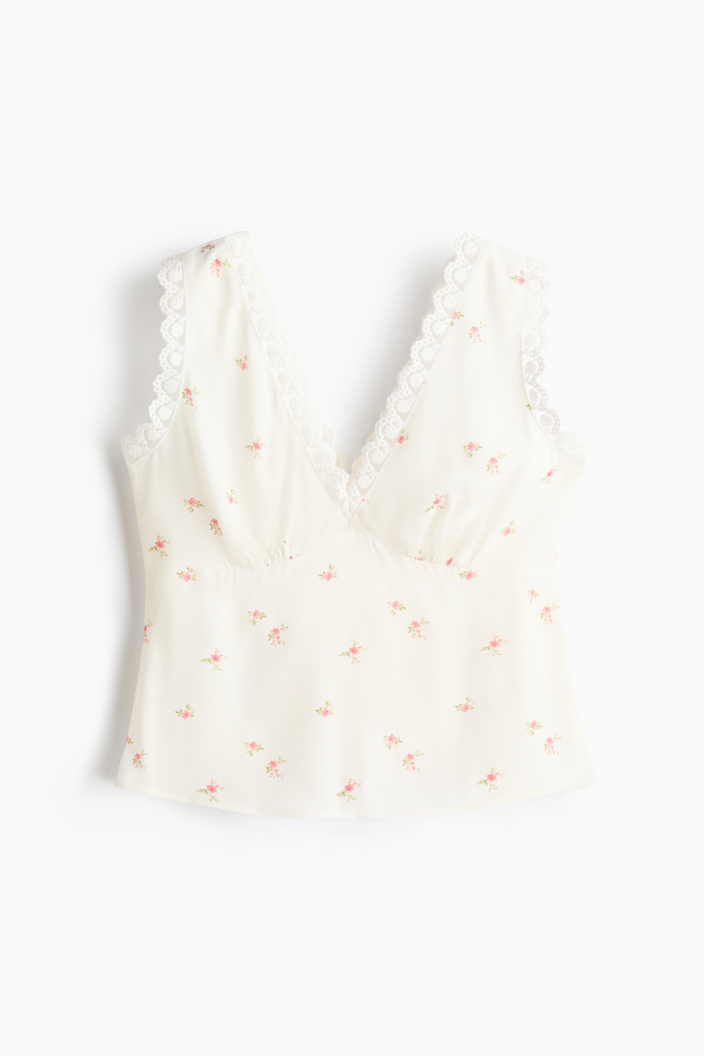 Sleeveless viscose top - White/Floral