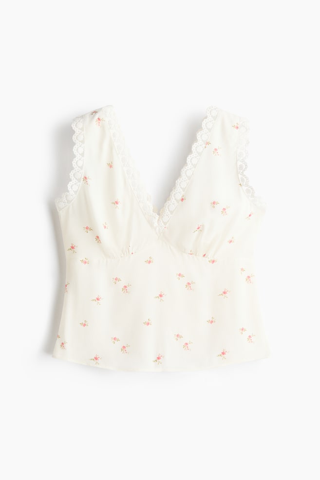 Top de viscosa con tirantes - Blanco/Floral - 1