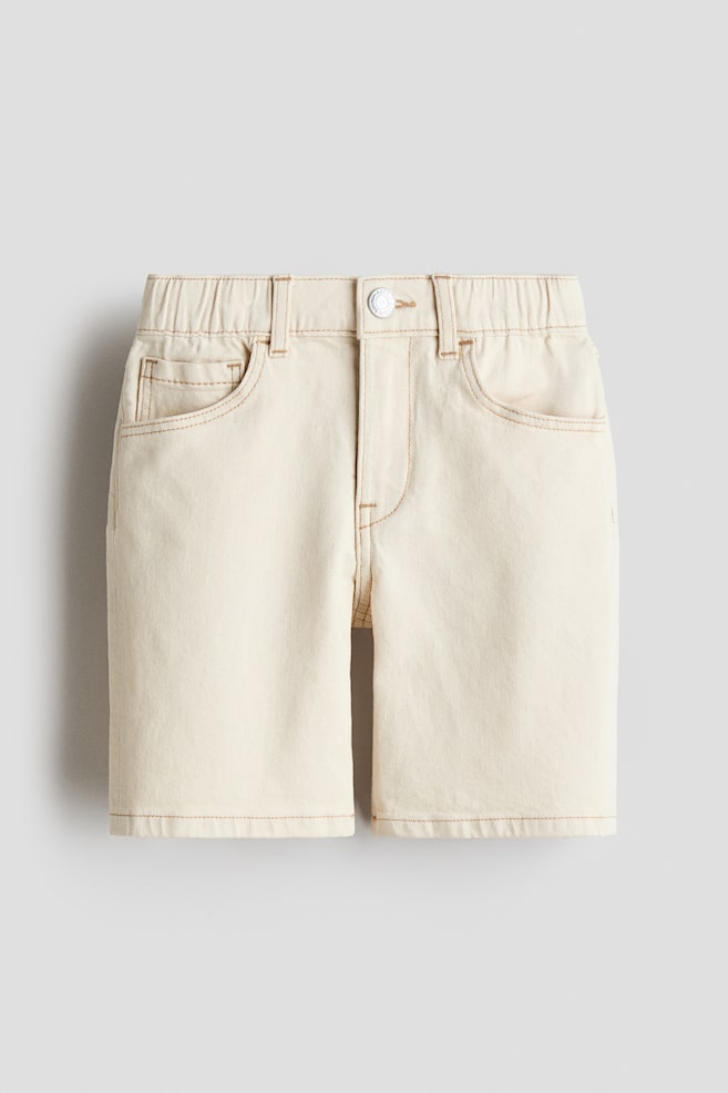 Relaxed Fit denim shorts - Light beige/Light beige/Light denim blue - 1