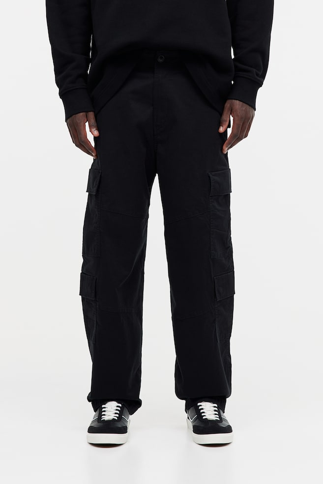 Loose Fit Cargo trousers - Black/Beige/White - 5