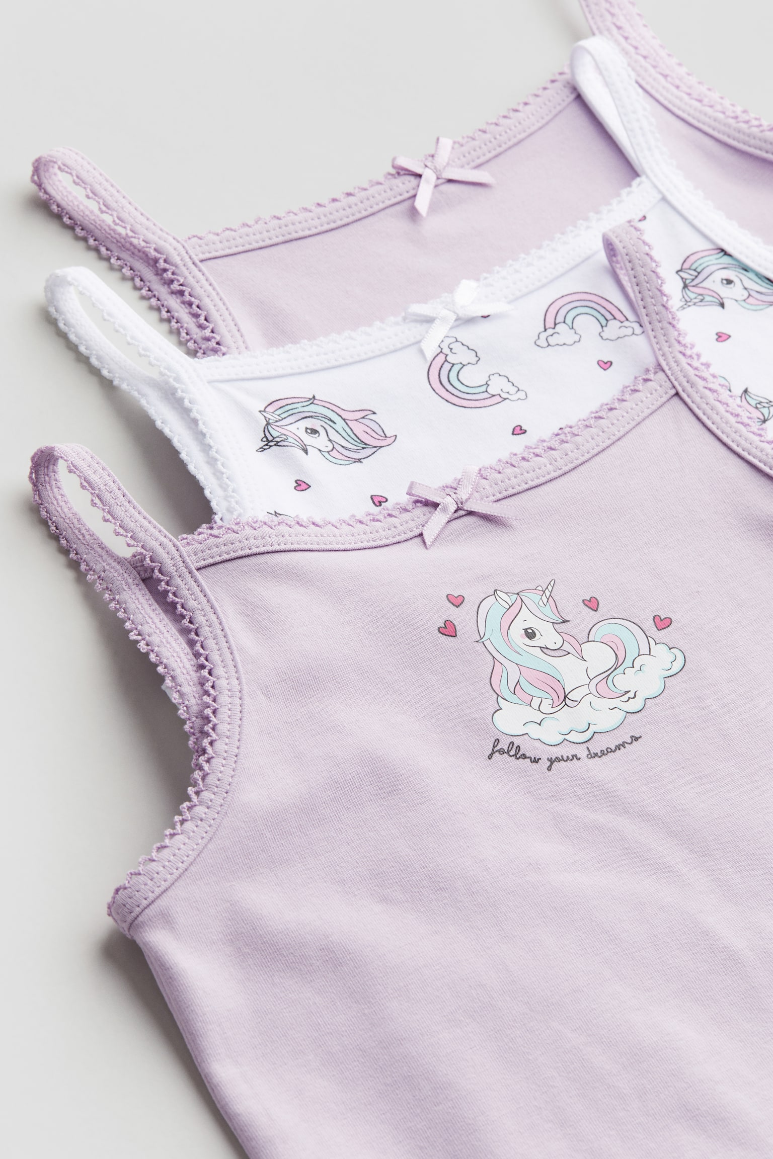 3-pack Jersey Tank Tops - Light purple/Unicorns/White/Purple/Unicorn/Light grey marle/Light pink - 2