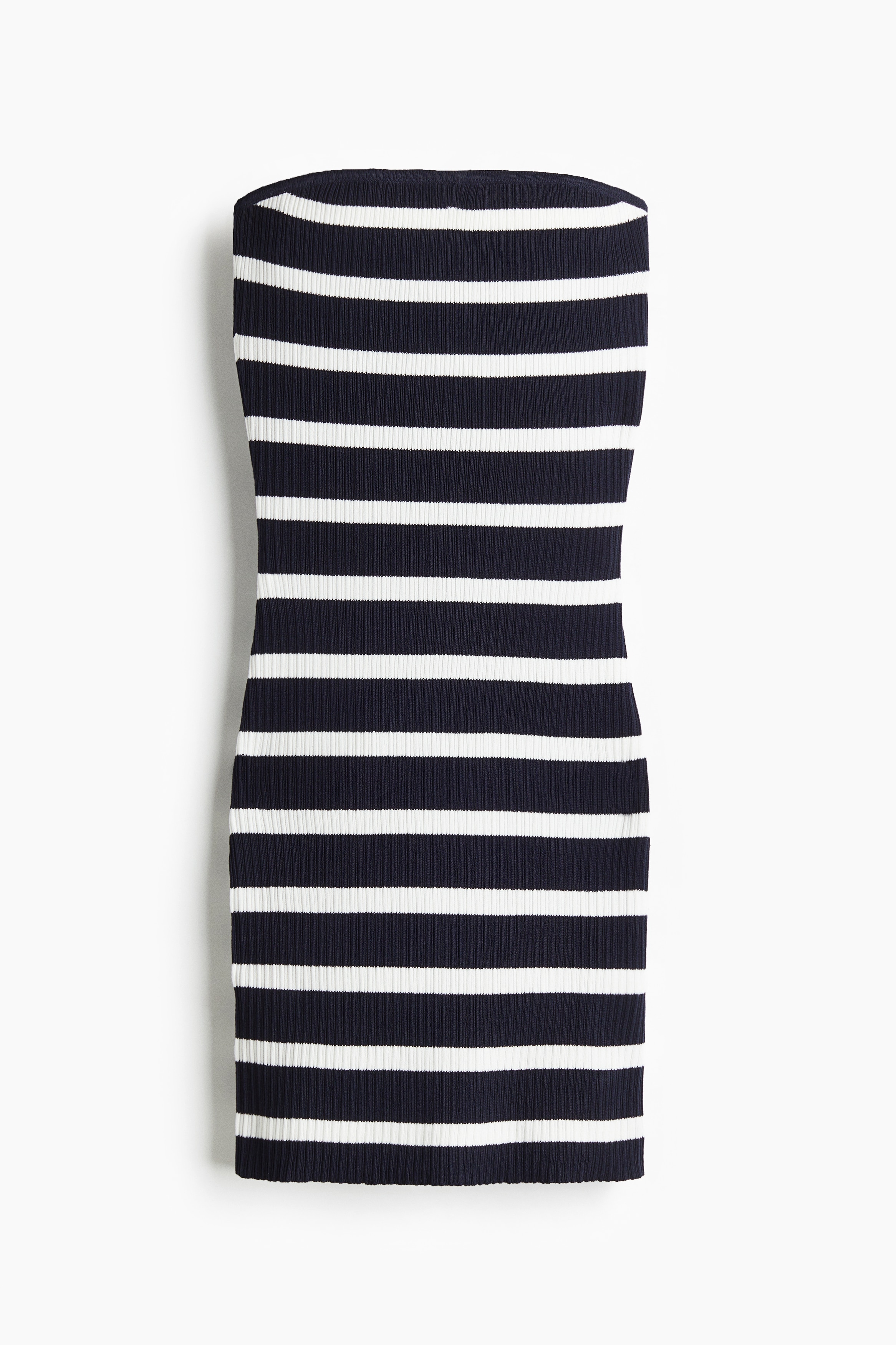 Rib-Knit Bandeau Dress - Black/white striped/Black/White/striped