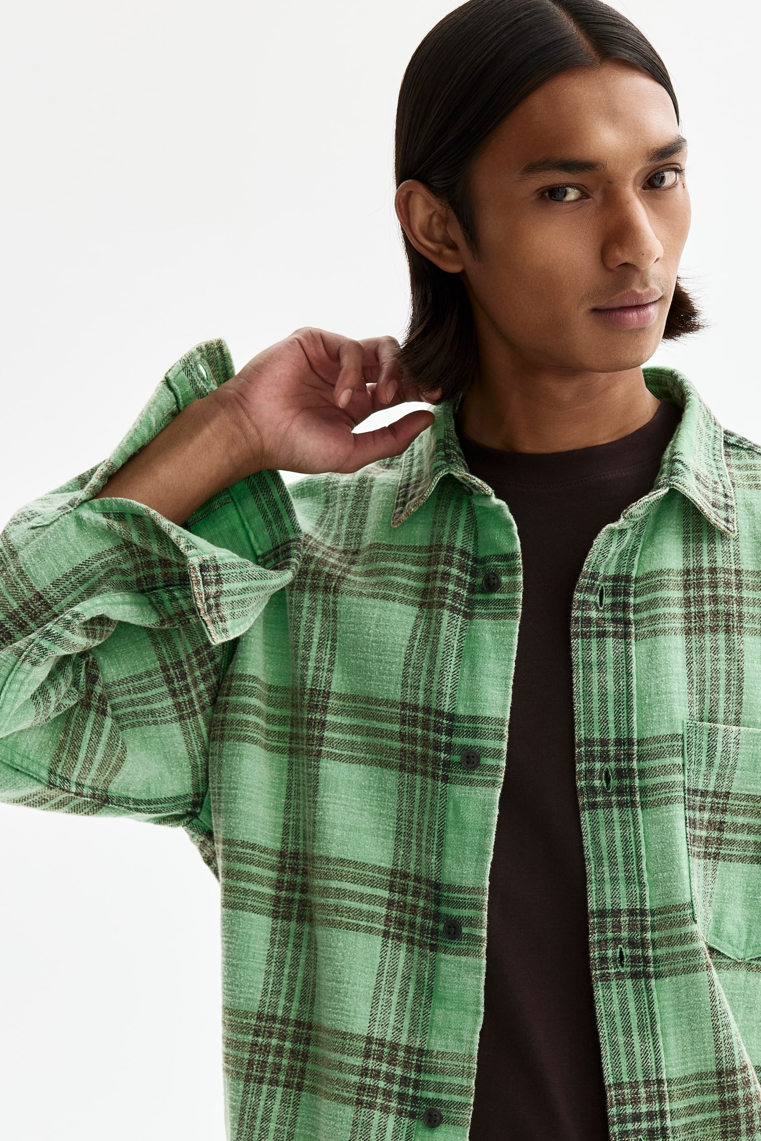 Бавовняна сорочка Relaxed Fit - Зелений/клітинка/Блакитний/клітинка/Червоний/клітинка - 3