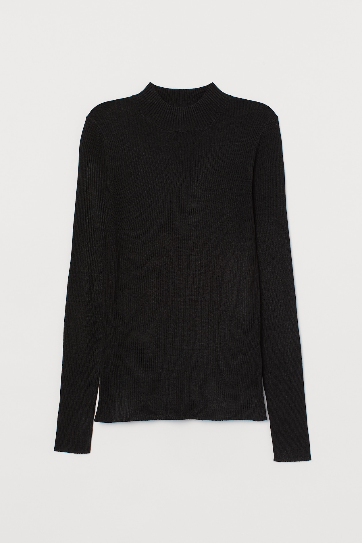 Ribbed Sweater - Mock Turtleneck - Long sleeve - Black - Ladies | H&M US