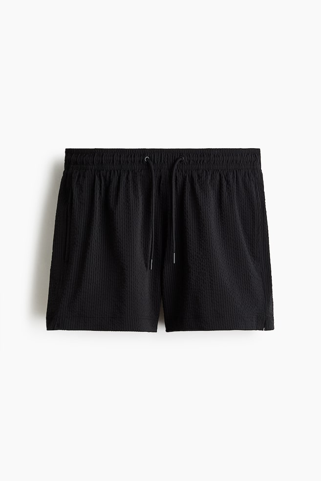 Seersucker Swim Shorts - Black - 1
