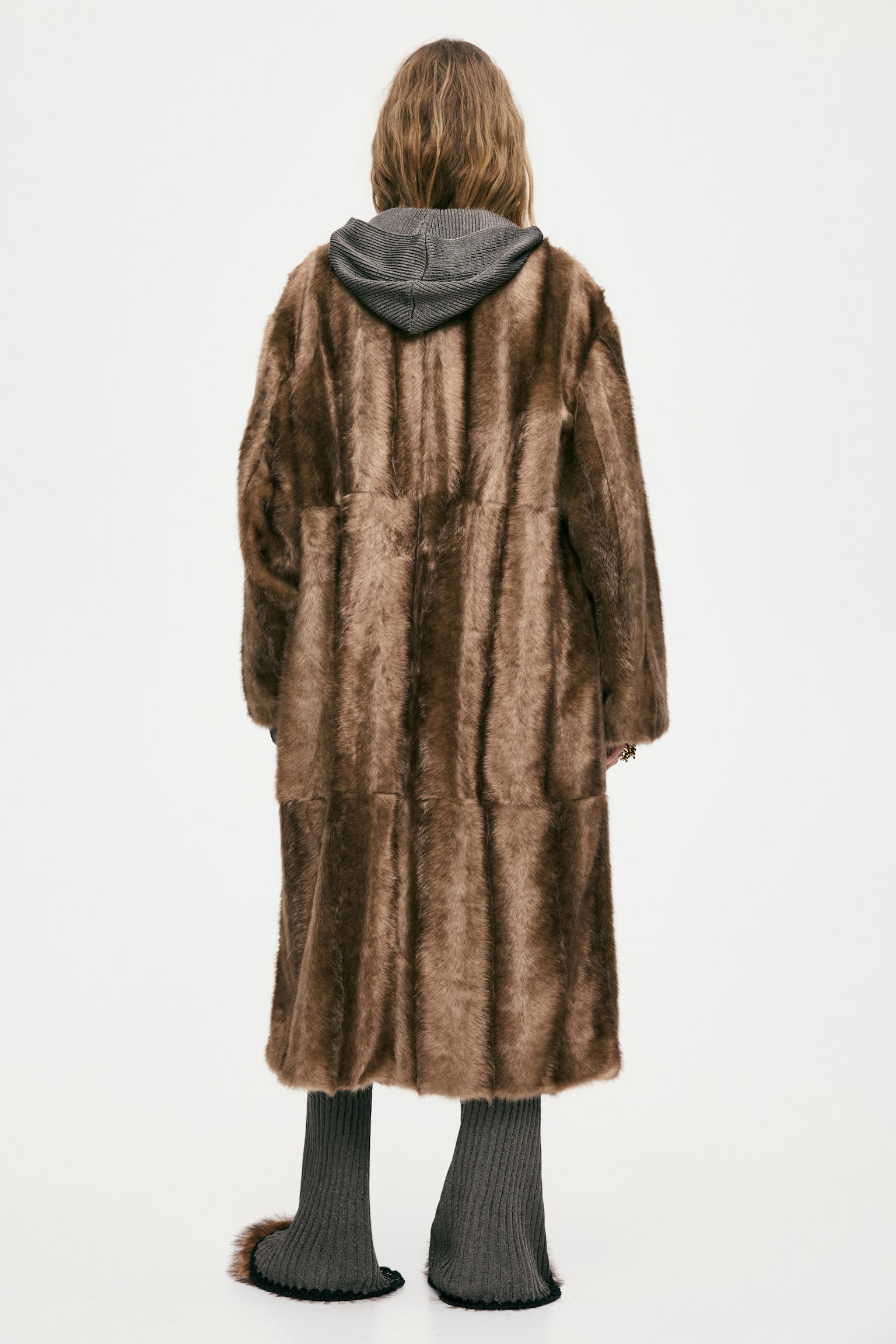 マフラーディテールコート - ダークベージュ - 3