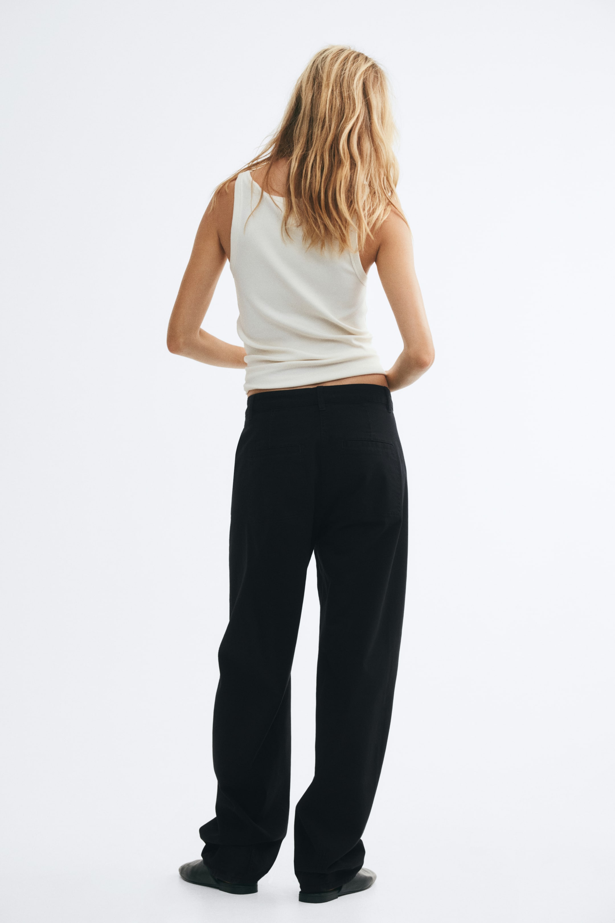 Cotton Barrel-Leg Pants