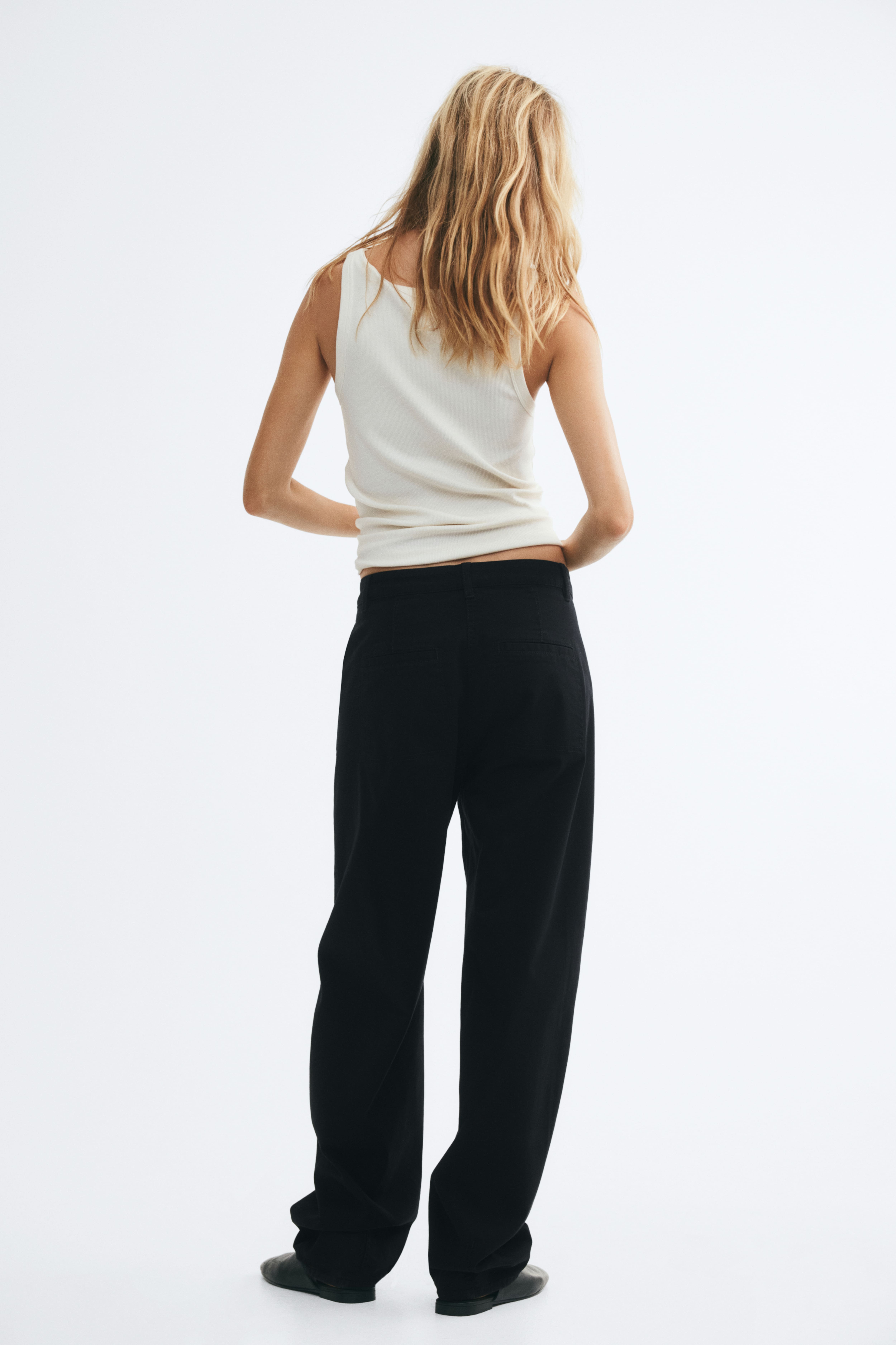 Cotton Barrel-Leg Pants