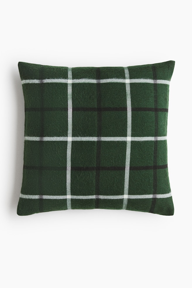 Housse de coussin en laine mélangée - Vert foncé/carreaux/Rouge/carreaux/Rouge/sapin/Vert foncé/épicéa - 1
