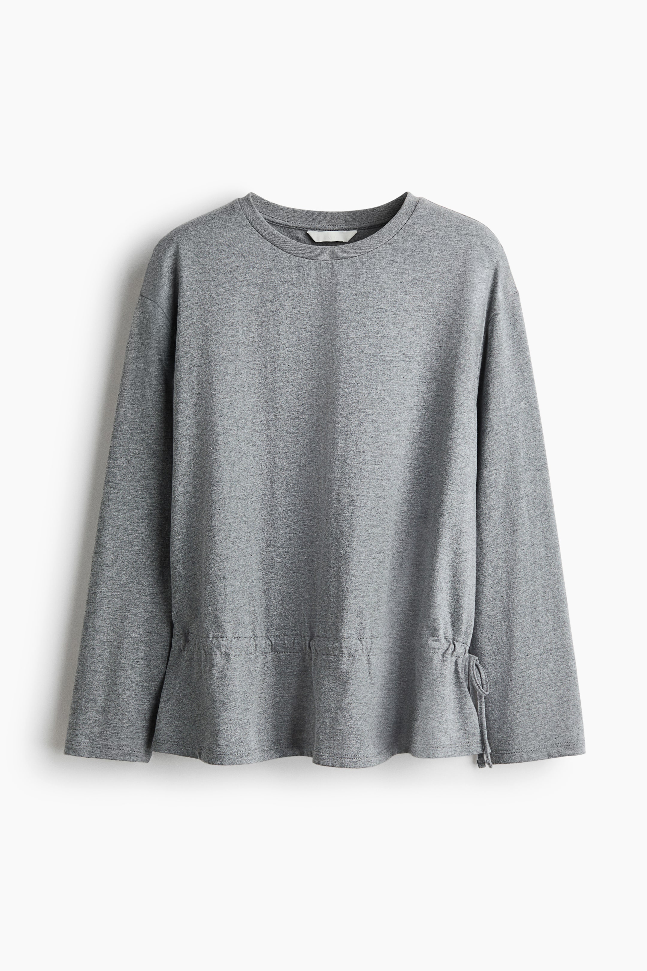 View larger image: Drawstring-detail cotton top - Grey marl - Ladies | H&M 1