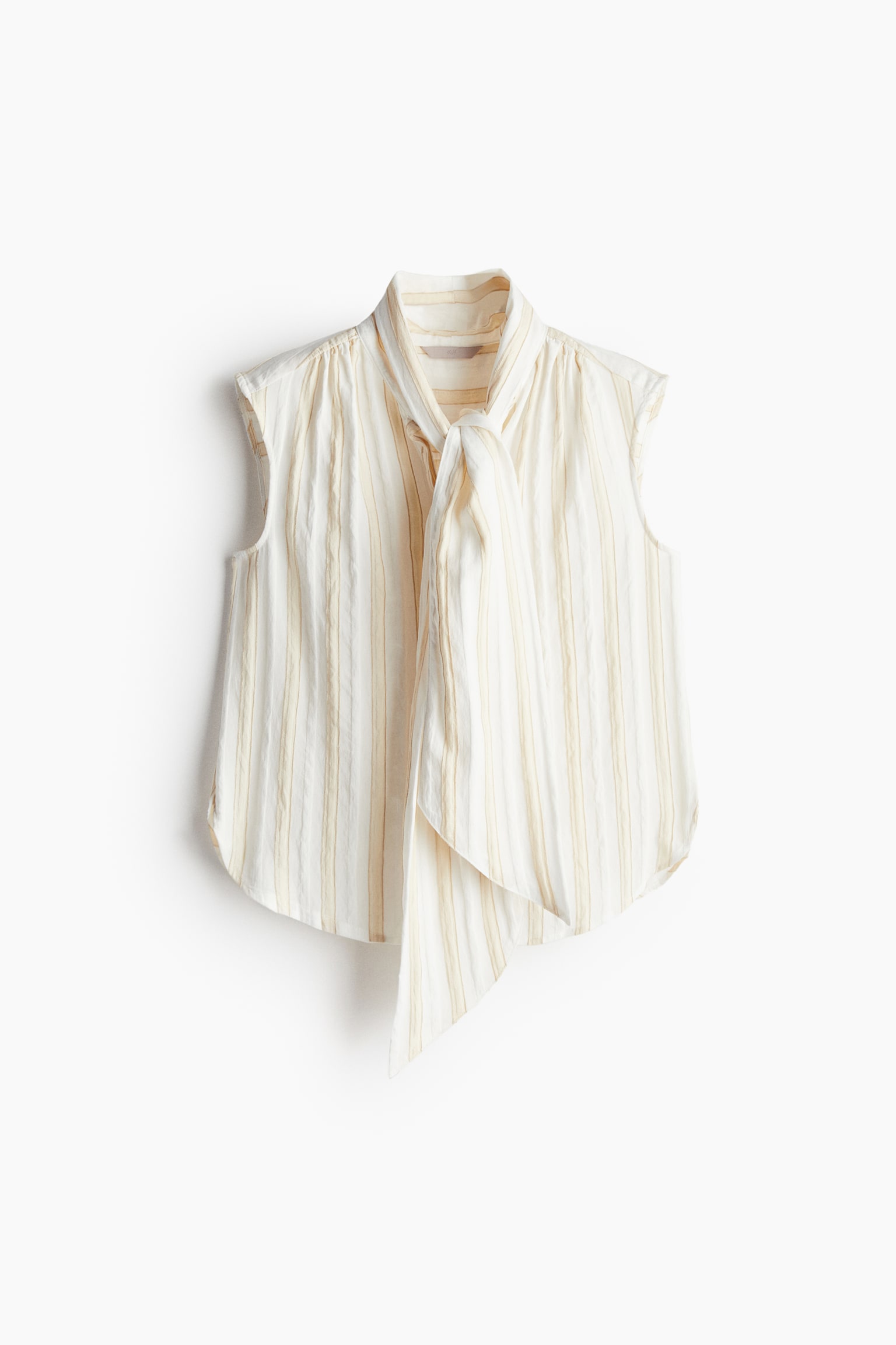 Tie Neck Blouse - White/Light beige stripe/Blue/White stripe/Light beige/Black/Black/Stripe - 2