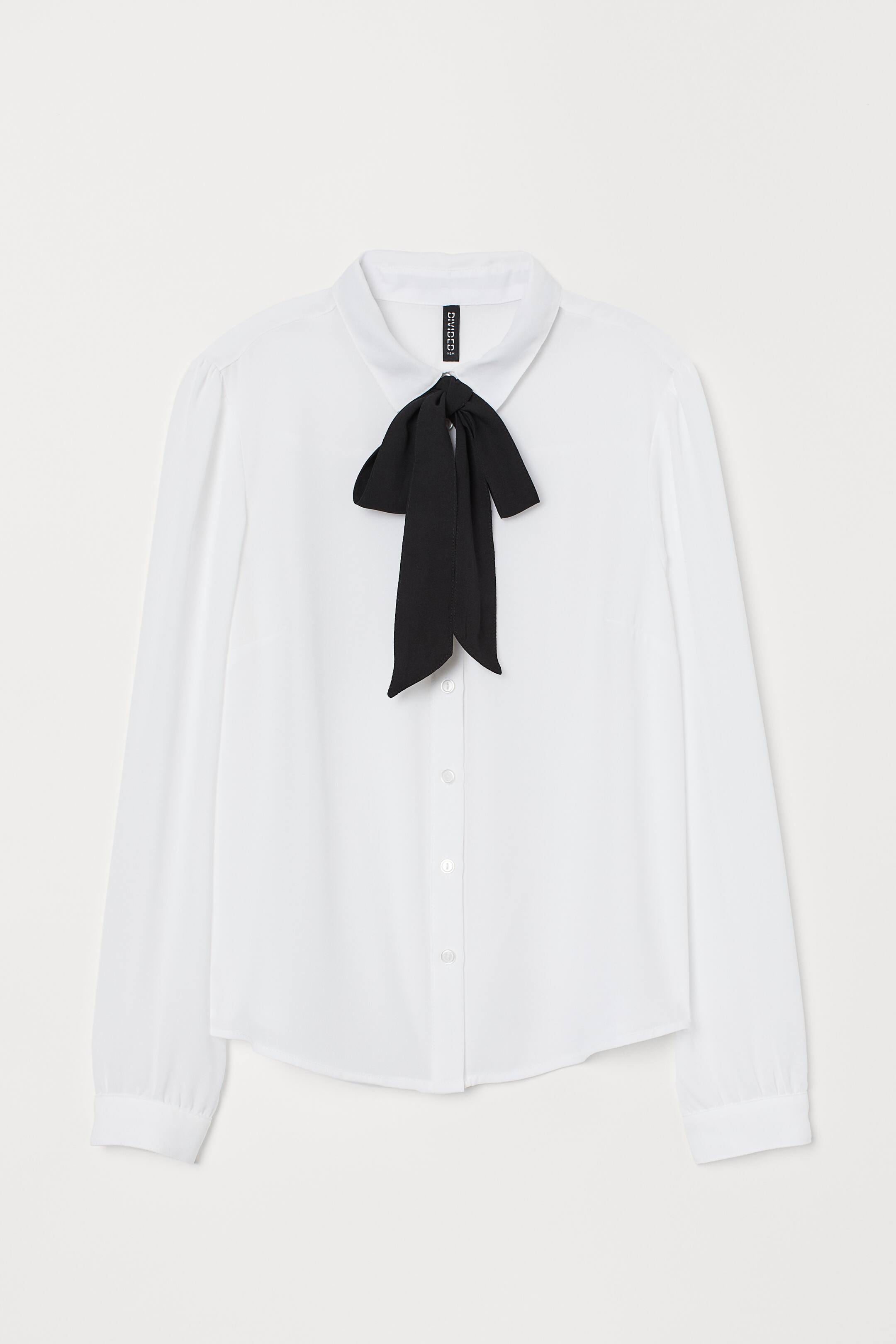 Προβολή μεγαλύτερης εικόνας: Tie-collar blouse - White - Ladies | H&M GR 1