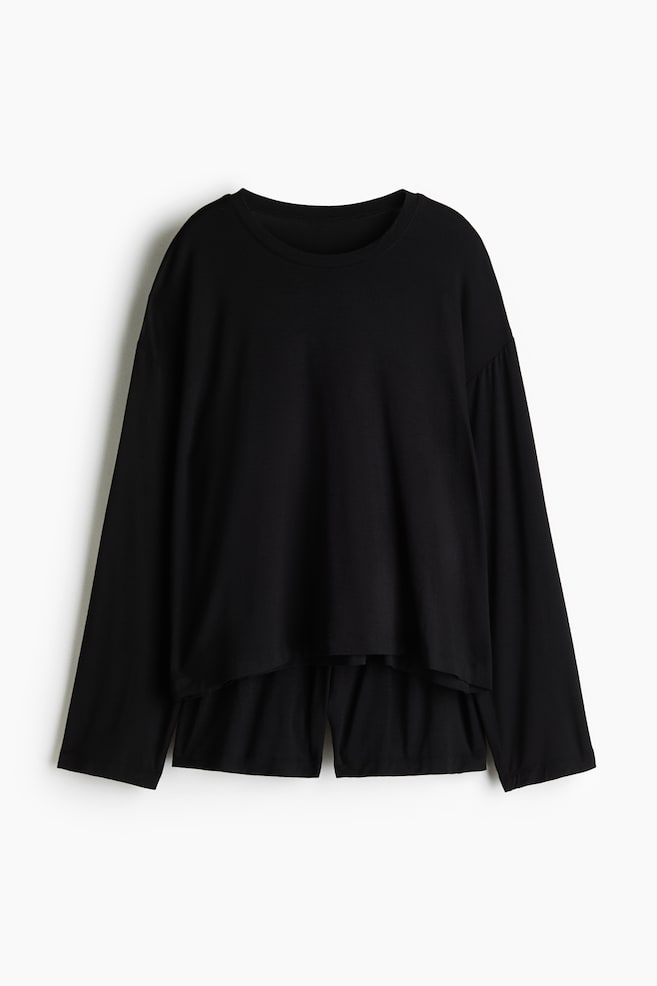 Pigiama in modal - Nero/Rosa polvere chiaro - 1
