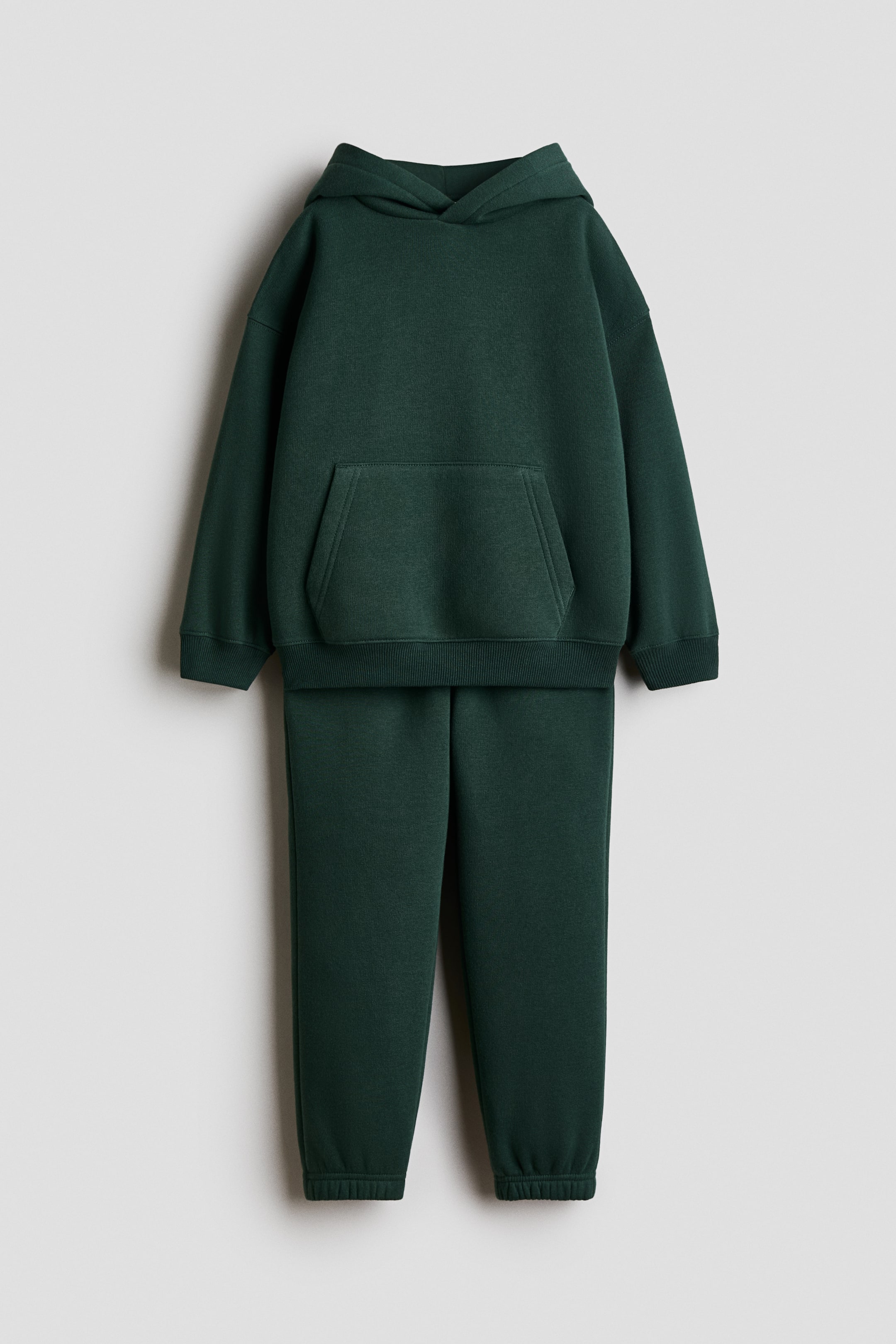 View larger image: 2-piece brushed-inside sweatshirt set - Dark green - Kids | H&M 1